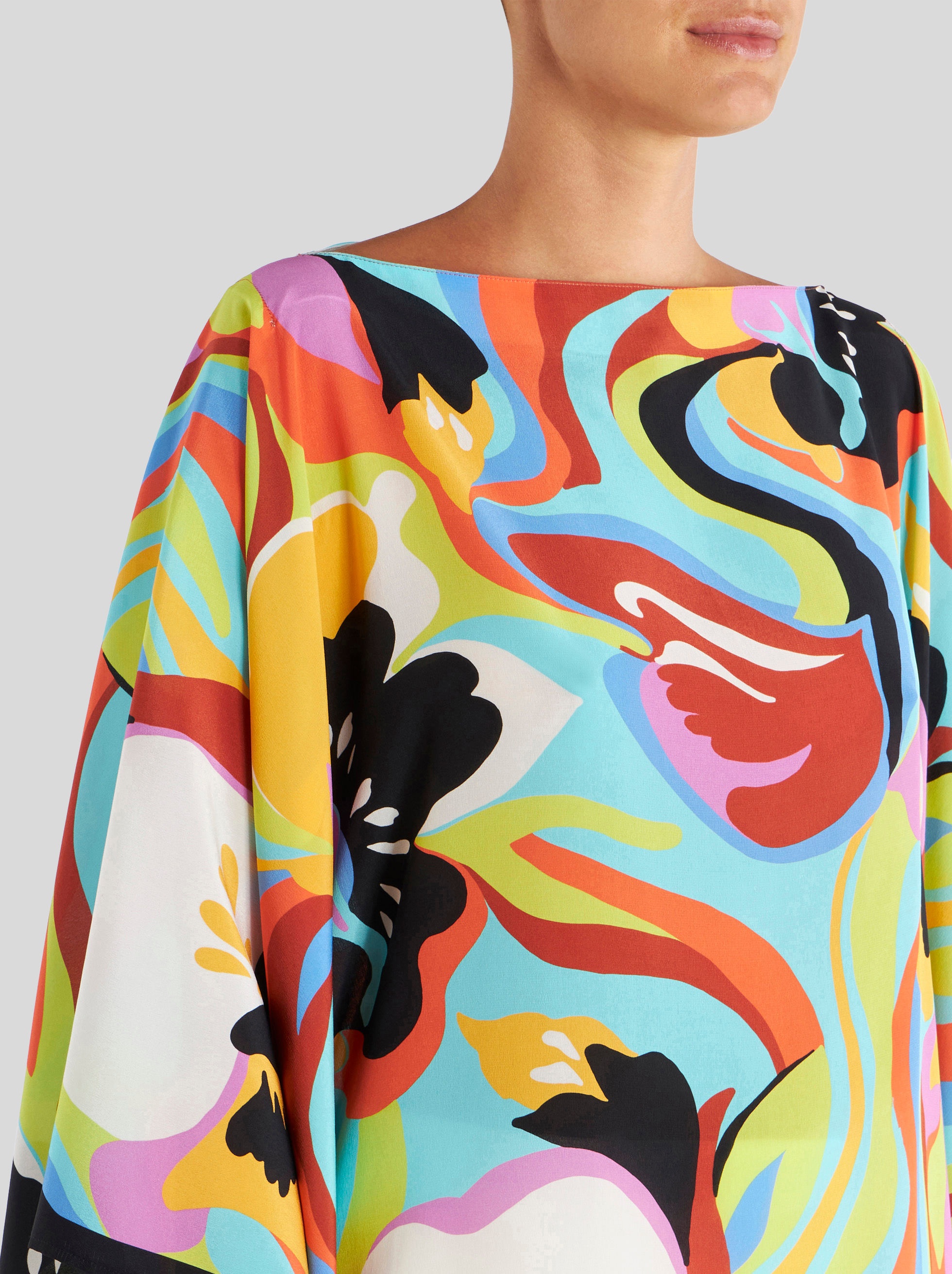 PRINTED SILK PONCHO - 3