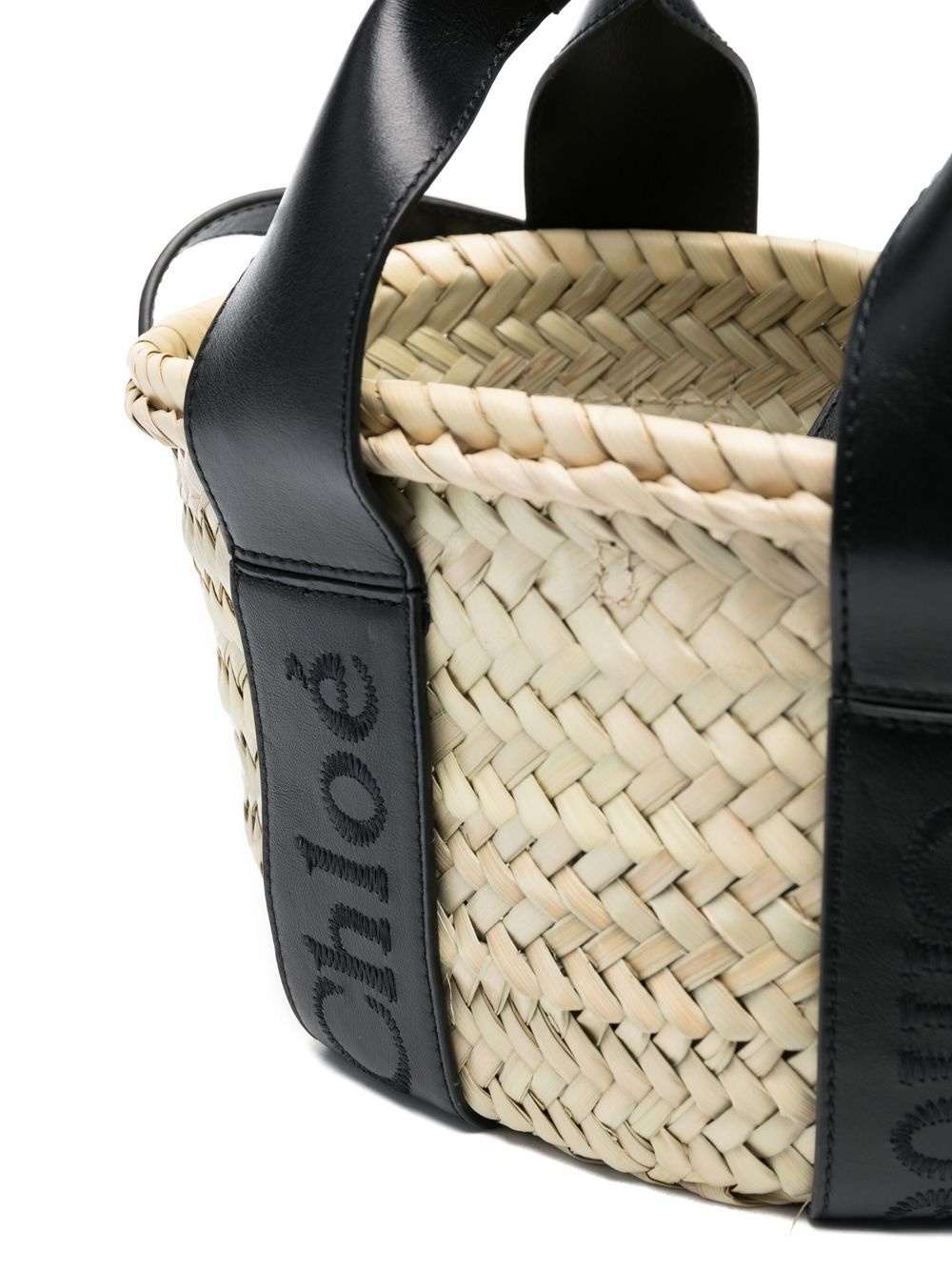 logo-print raffia tote bag - 4