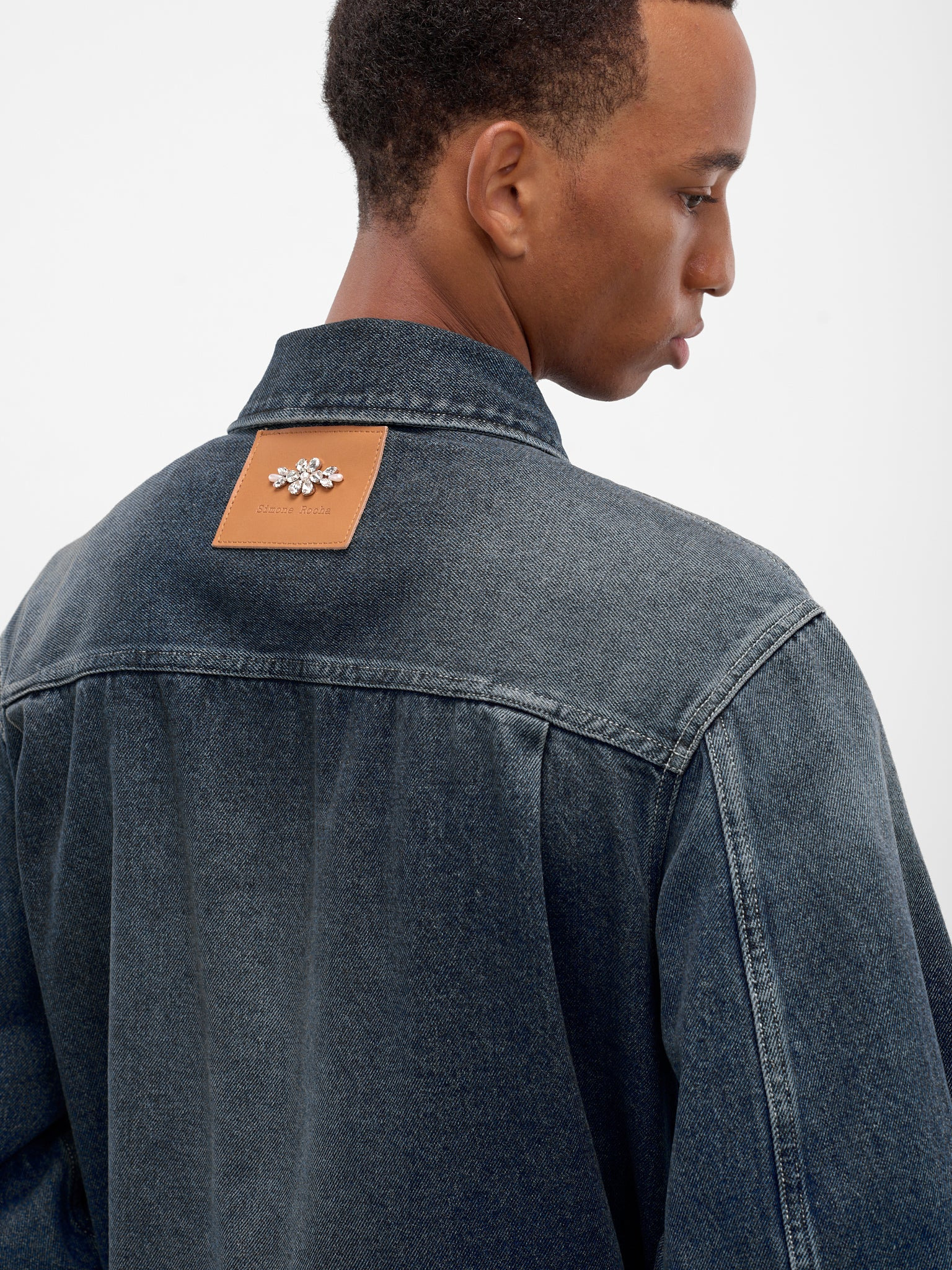 Blue Embroidered Belted Denim Jacket - 5