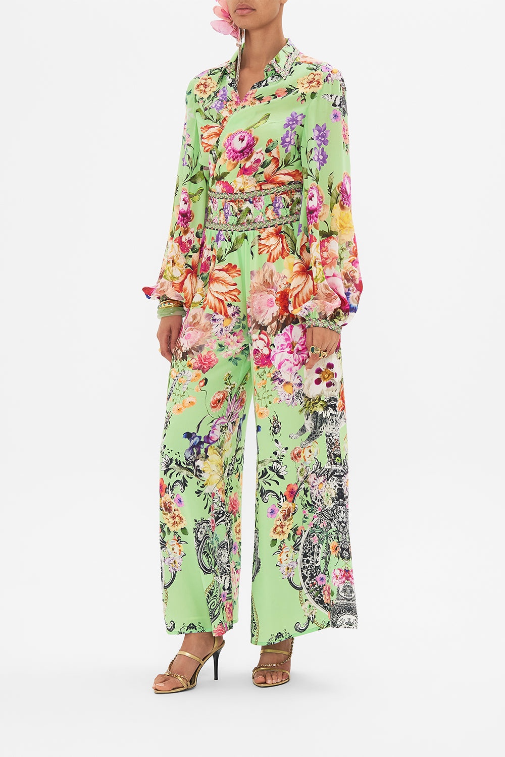 SHIRRED WAIST PANT - 4
