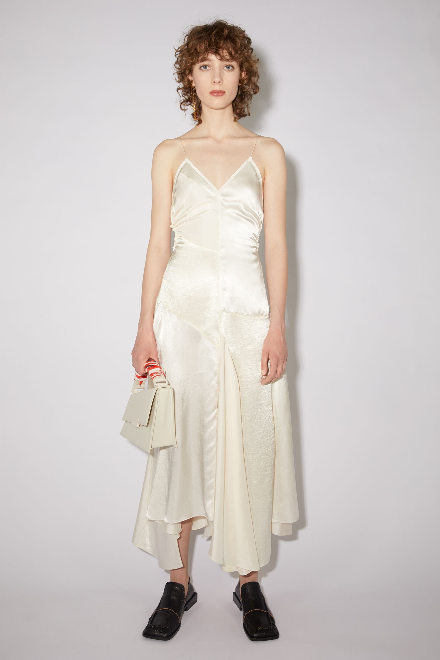 Hammered satin dress - Ecru beige - 2