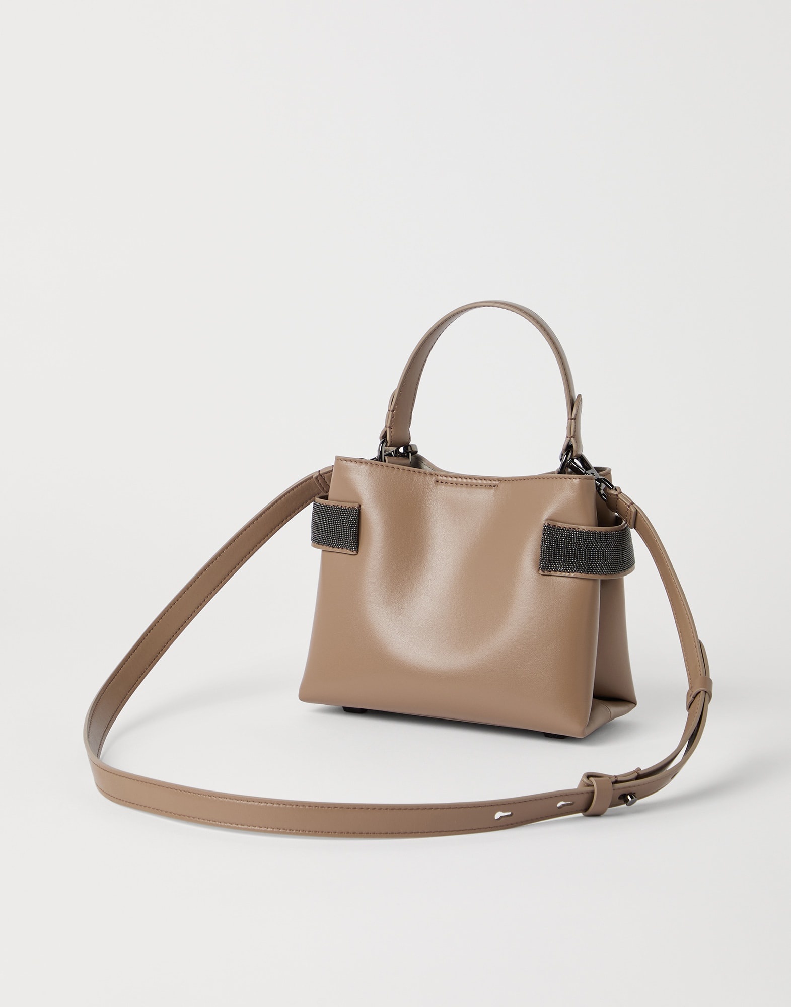 Essence small top-handle bag in calfskin with precious bands - 2