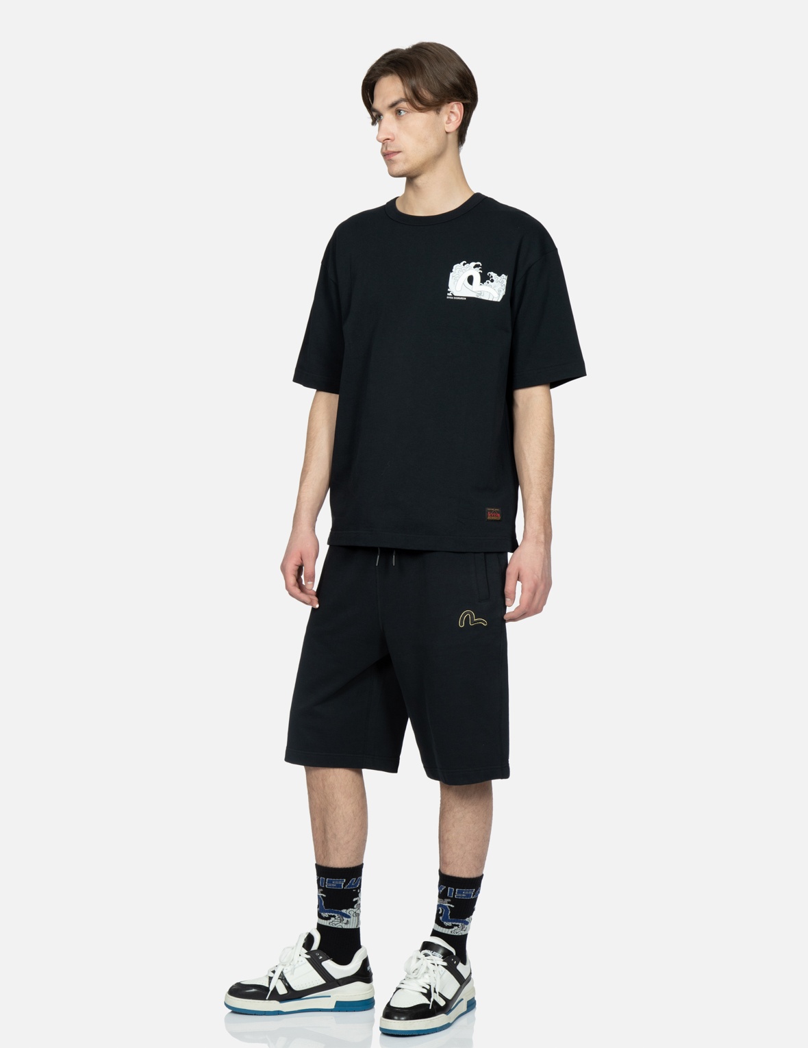 FAN-SHAPE GODHEAD EMBROIDERY SWEAT SHORTS - 4