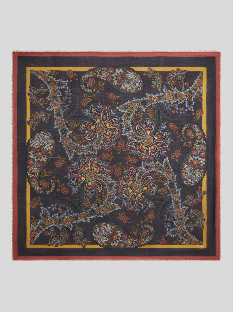 PRINTED CASHMERE AND SILK SHAWL - 1