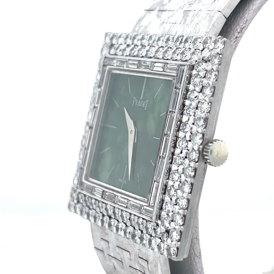 Pre-owned Piaget Vintage Hand Wind Diamond Green Dial Ladies Watch 9209A67 - 4