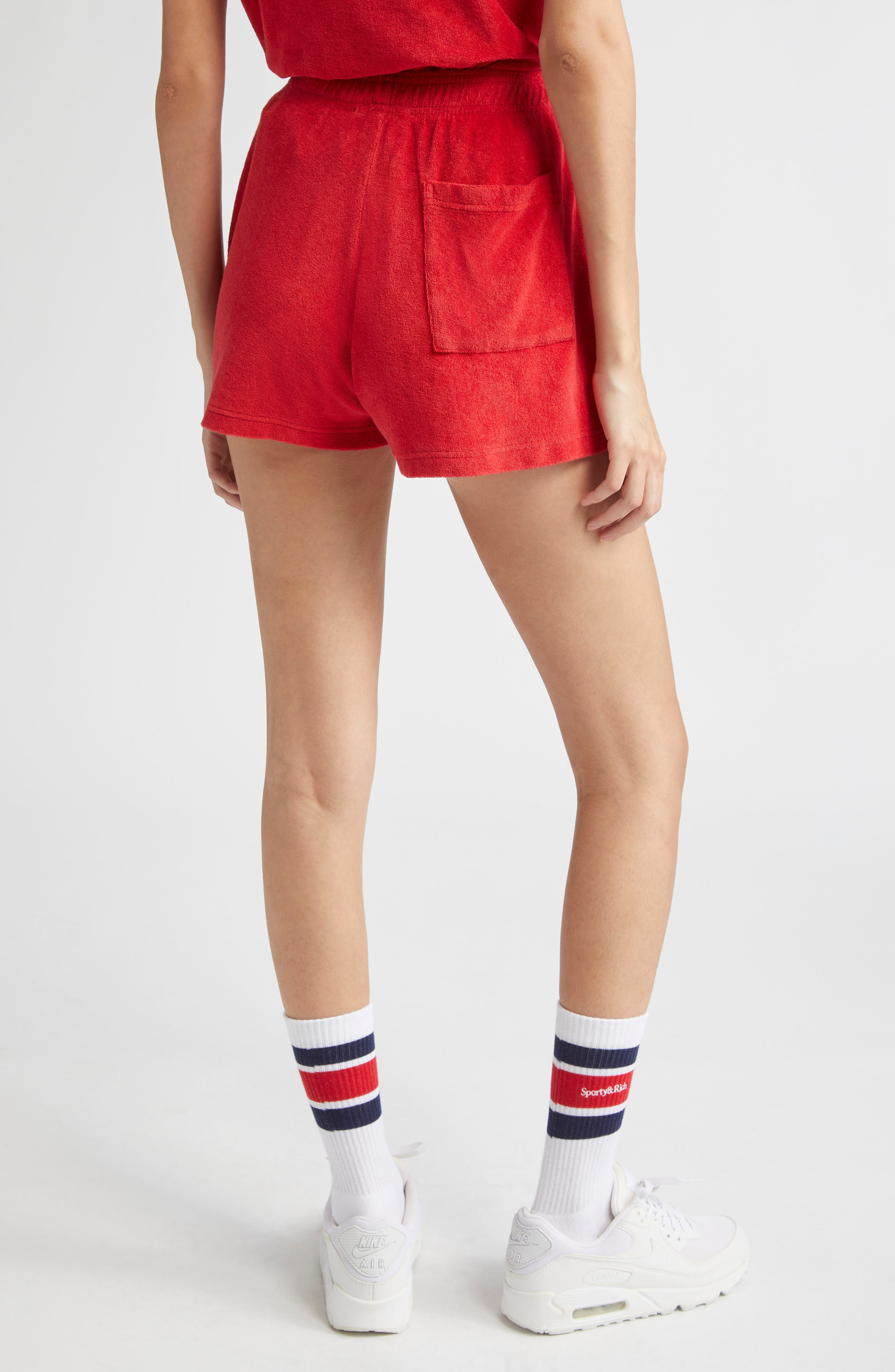 Sporty & Rich Vendome French Terry Shorts in Fire Red at Nordstrom - 2