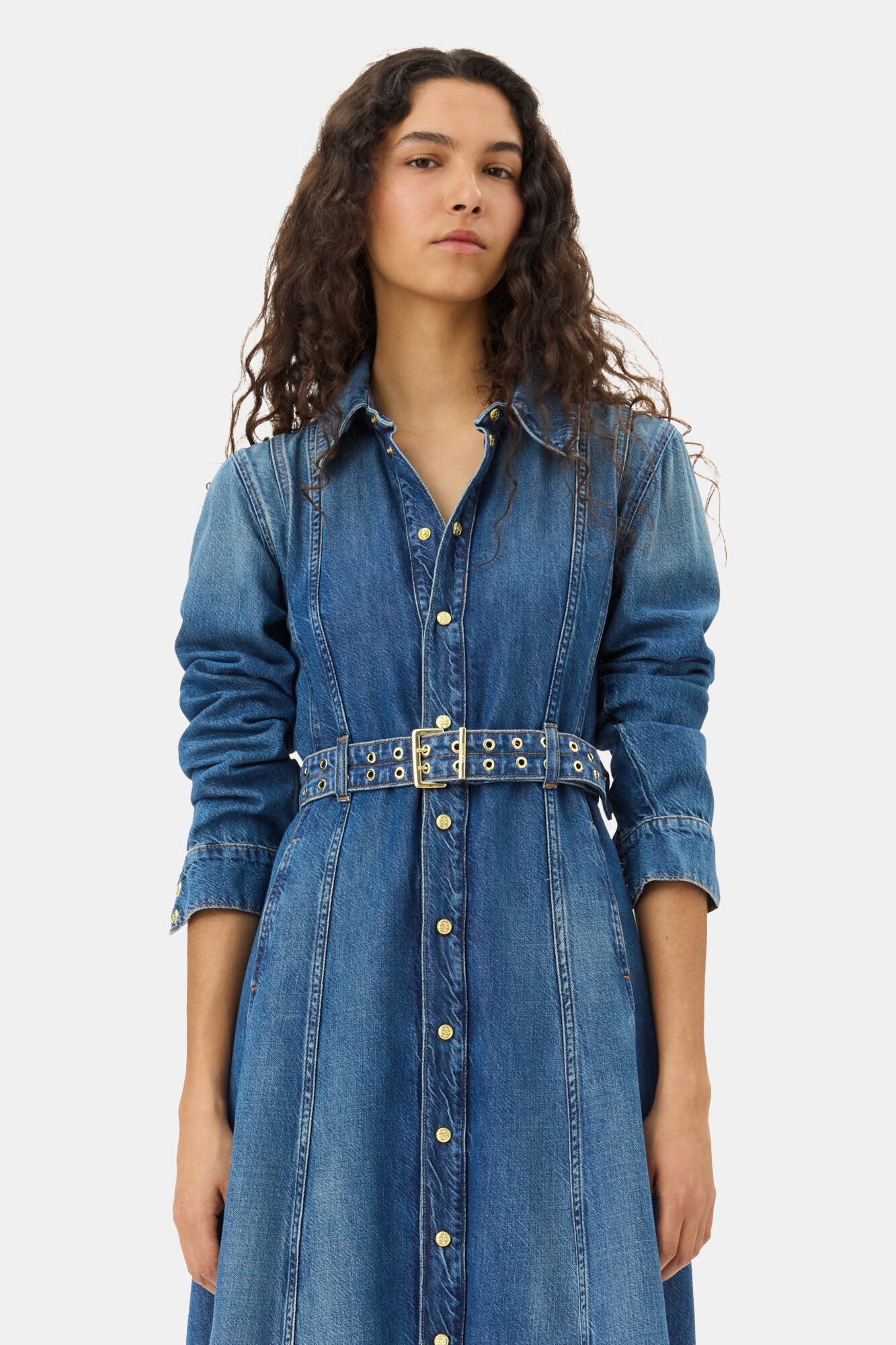 DARK BLUE DENIM MAXI DRESS - 3