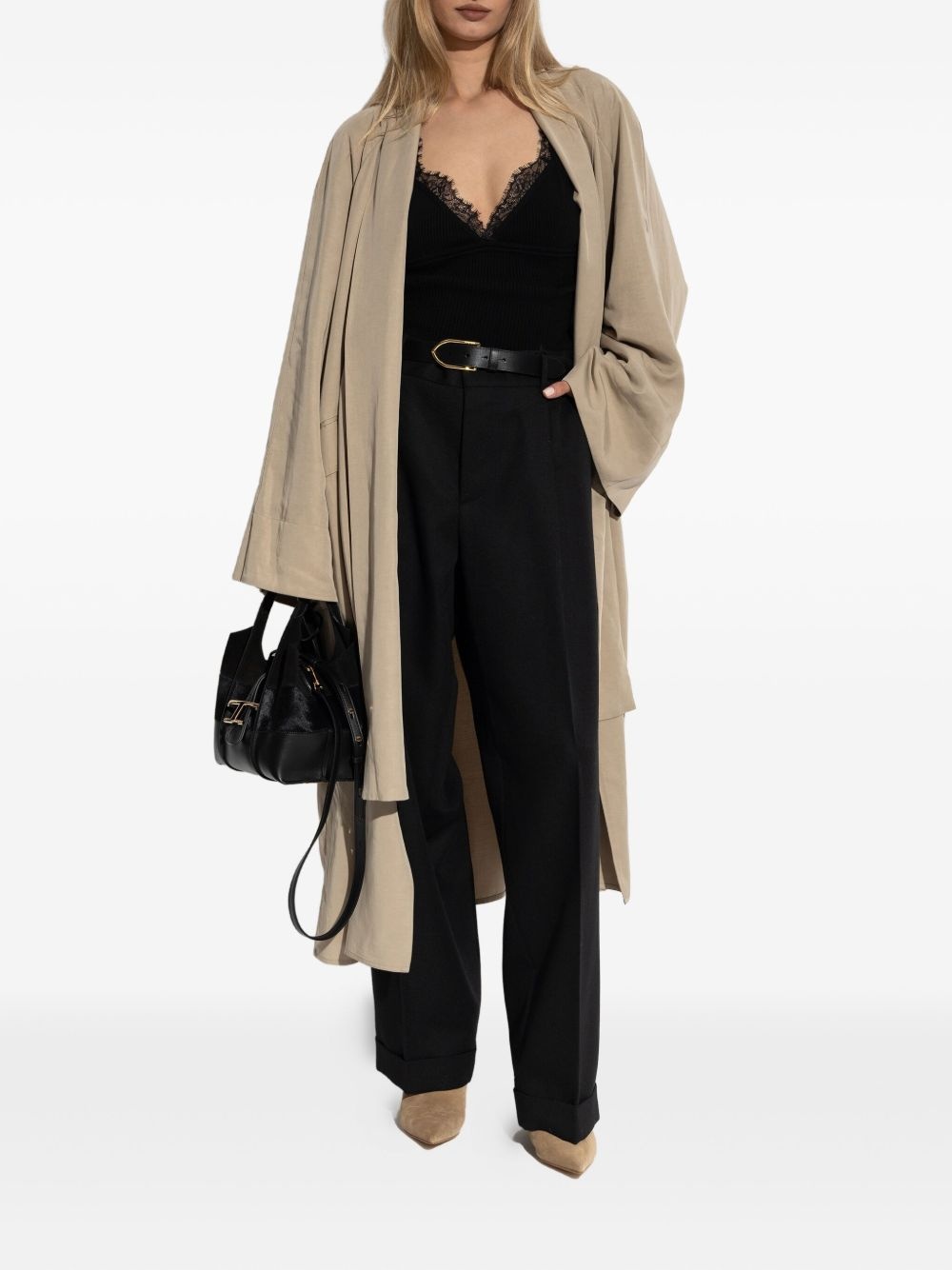 draped open-front coat - 2