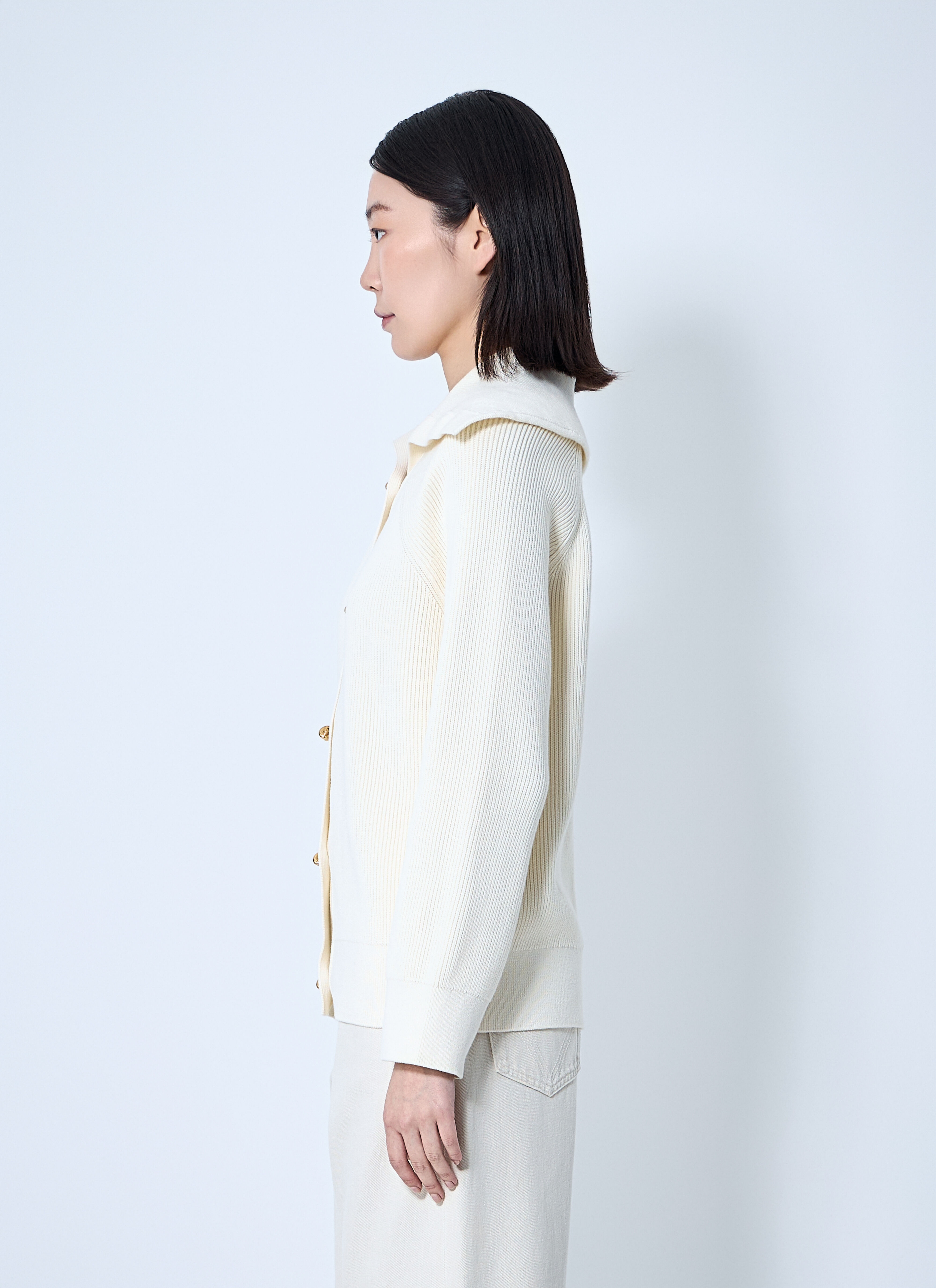 Cotton Ribbed Cardigan - 3