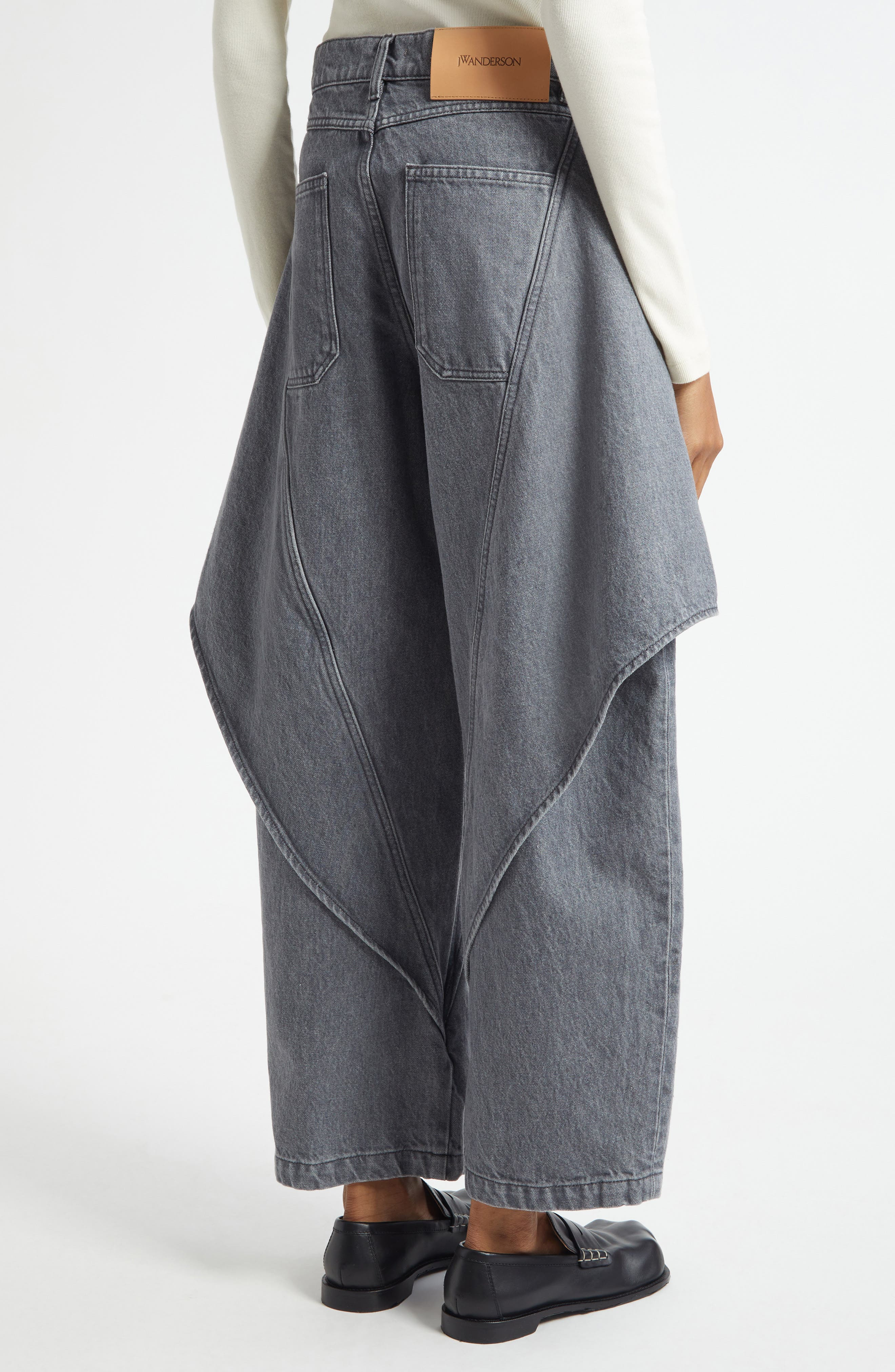 JW Anderson Sculptural Crop Jeans in 906 Light Grey at Nordstrom - 5