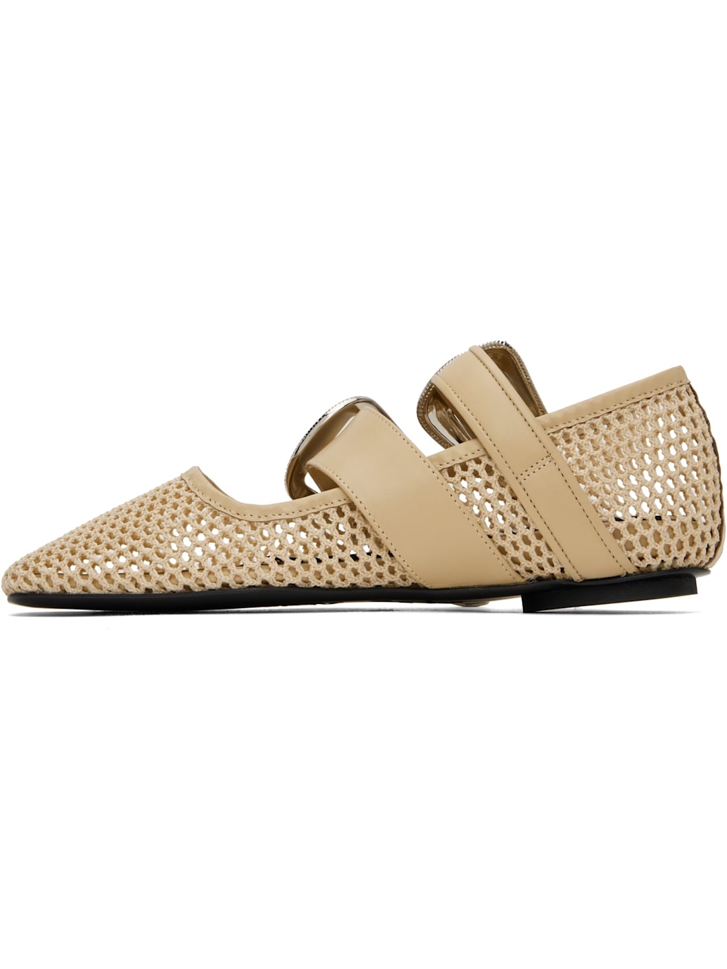 SSENSE Exclusive Beige Crochet Net Jet Ballerina Flats - 3