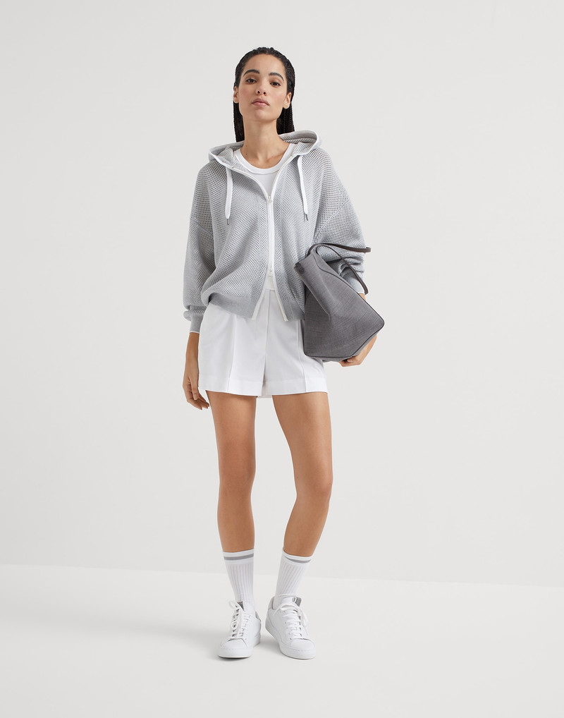 Cotton sparkling net hooded cardigan 5