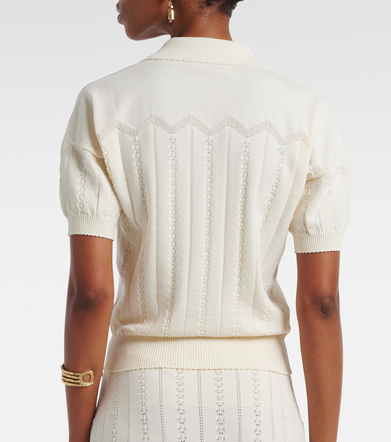 Acme pointelle cotton-blend polo shirt 5