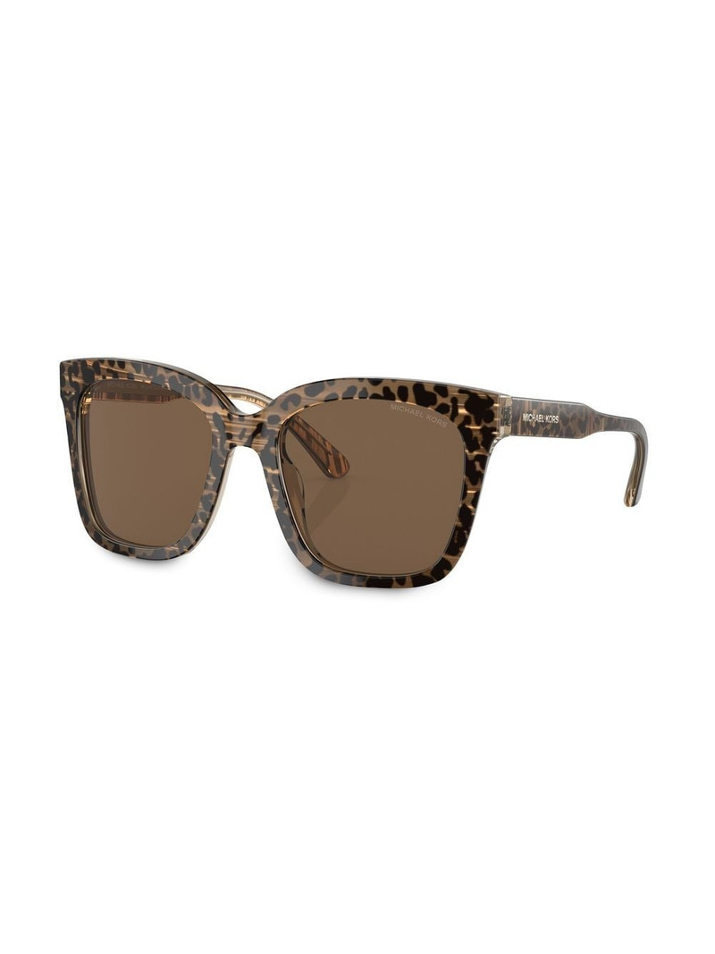 MICHAEL KORS leopard-print square-frame sunglasses outlook
