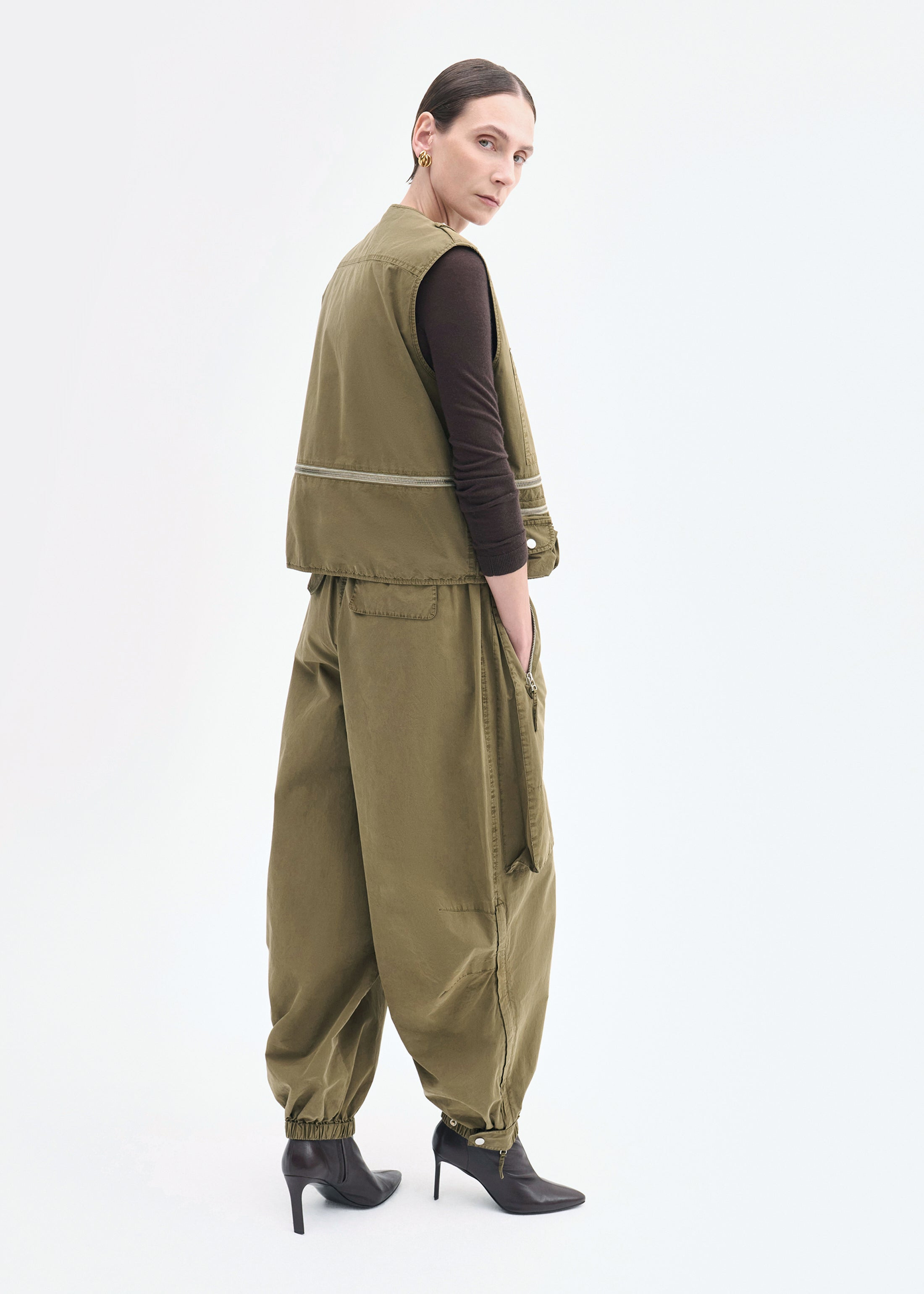 Garment-Dyed Utility Gilet Vest in Cotton - 5