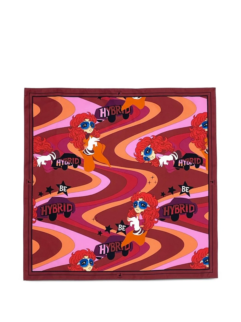 graphic-print silk scarf - 1