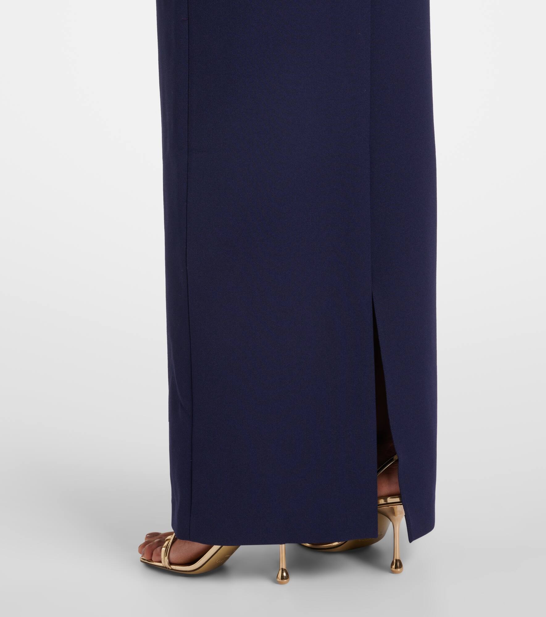 Rella draped peplum heavy crêpe midi dress - 6
