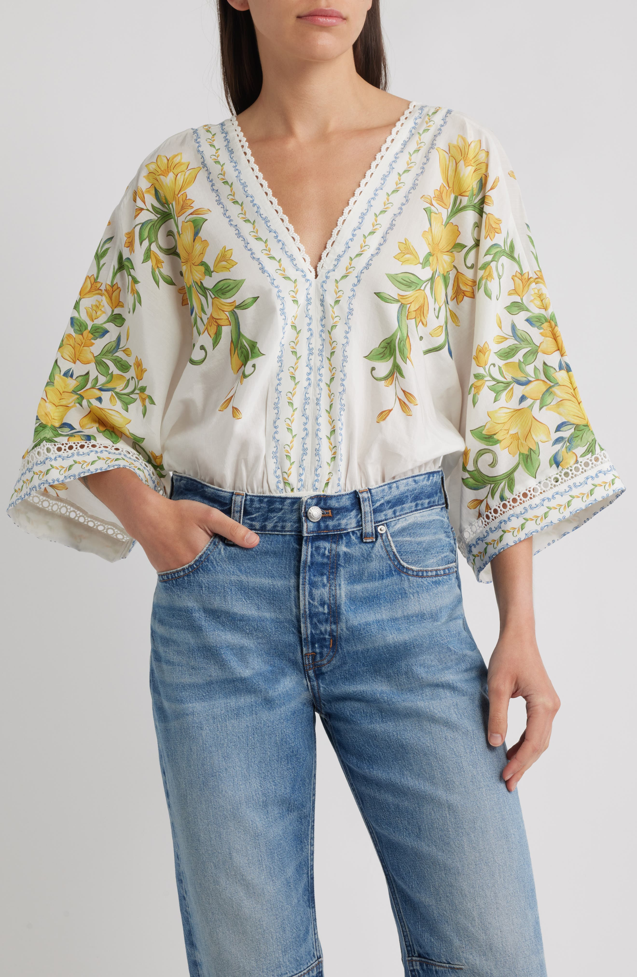 FARM Rio Sicily Dolman Sleeve Bodysuit in Off-White at Nordstrom - 1