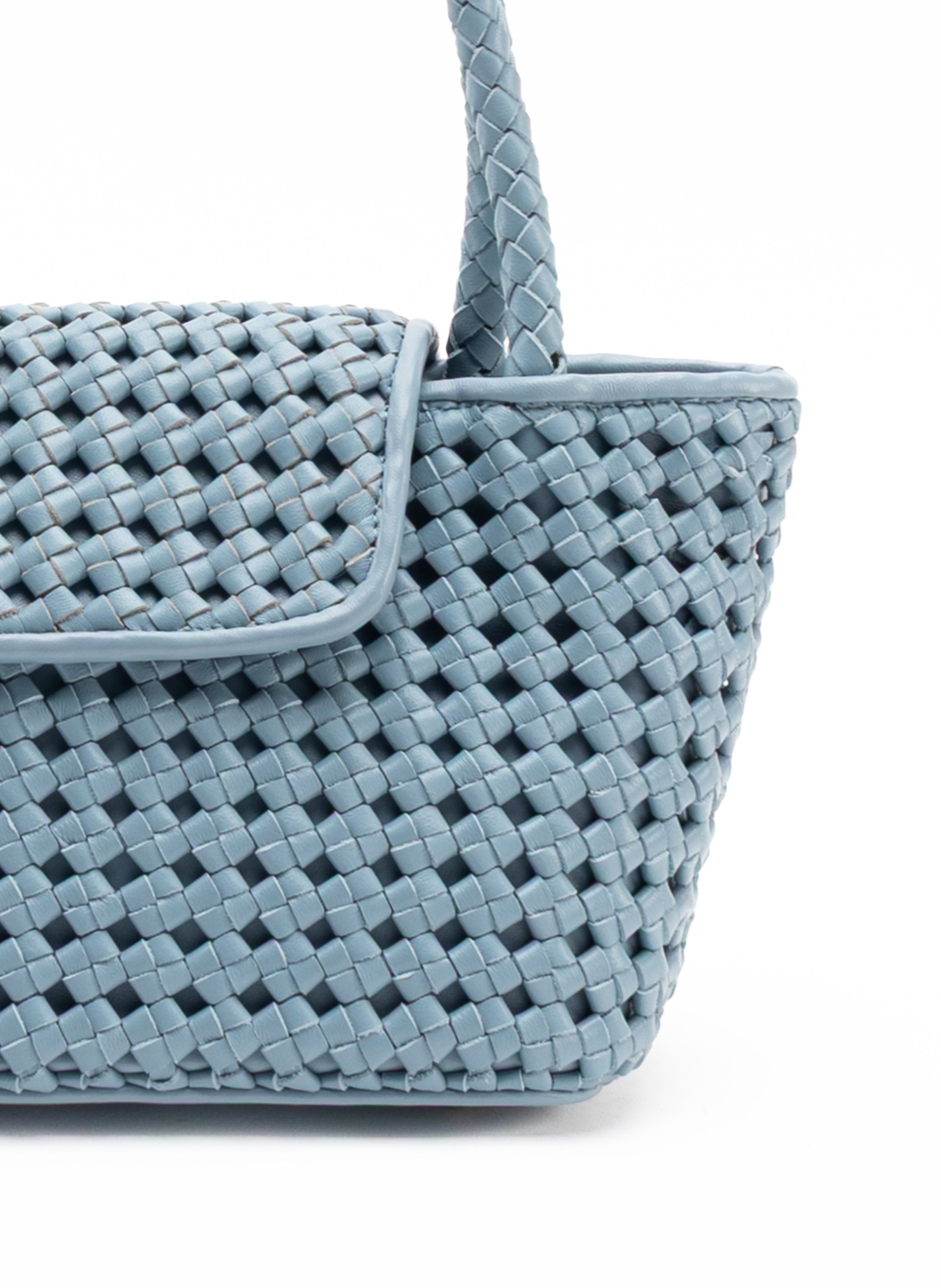 Courrier Tote Woven Leather Artic Blue - 4