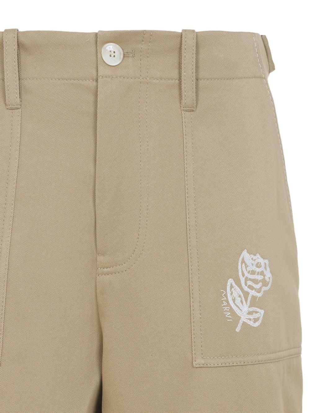 rose-embroidered pocket trousers - 4