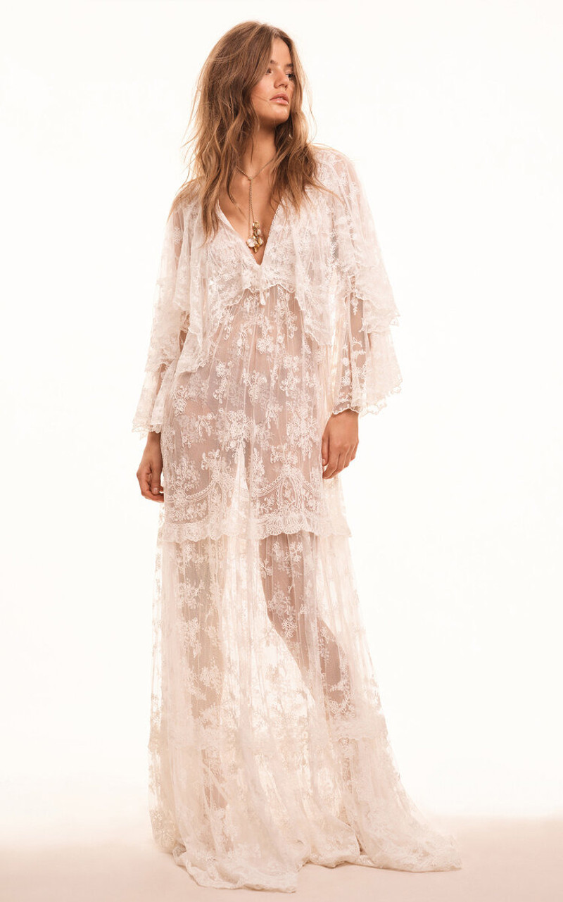 LoveShackFancy Roylan Sheer Maxi Dress white outlook