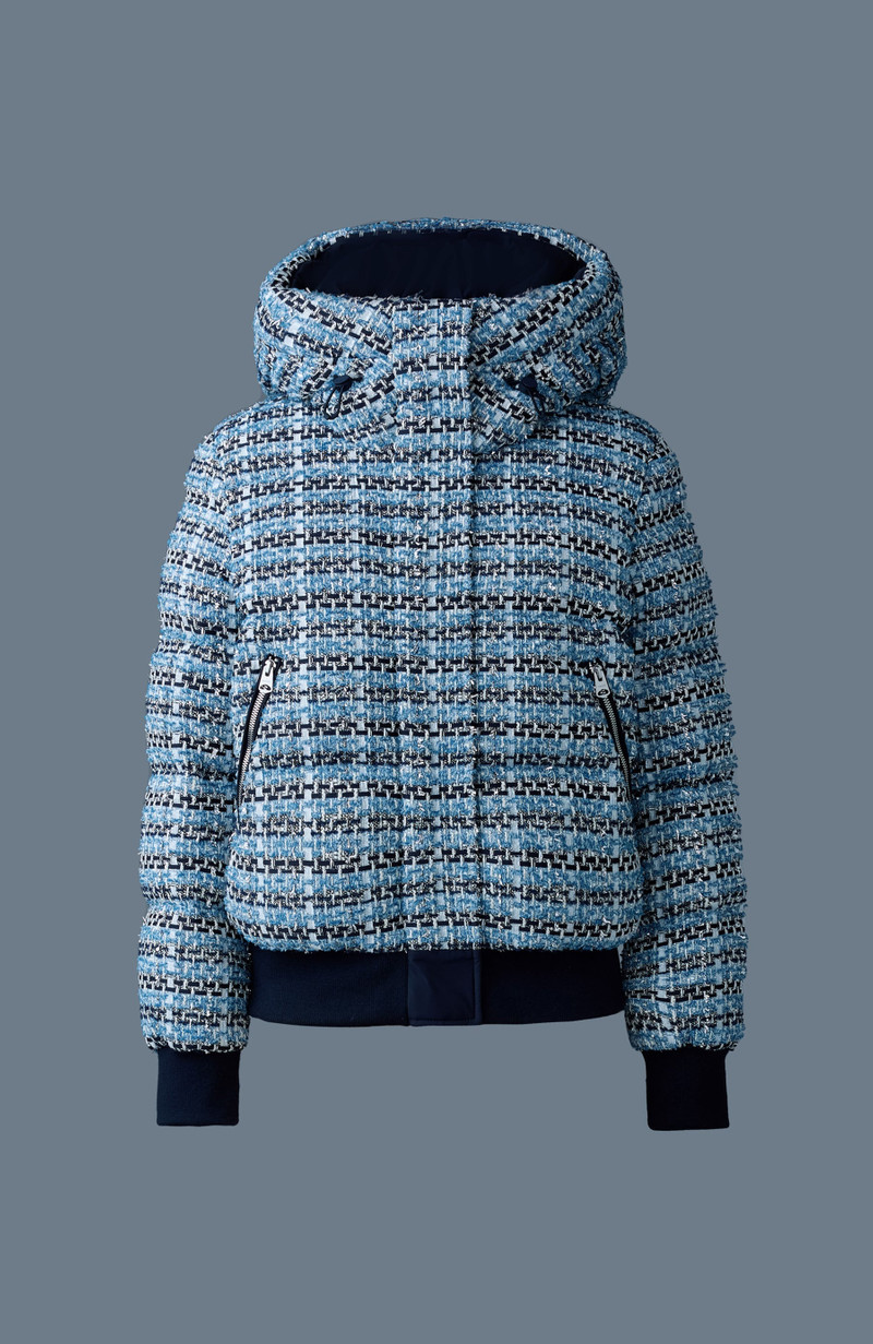SHIRLEY-TW Mix Media Tweed quilted down jacket 1