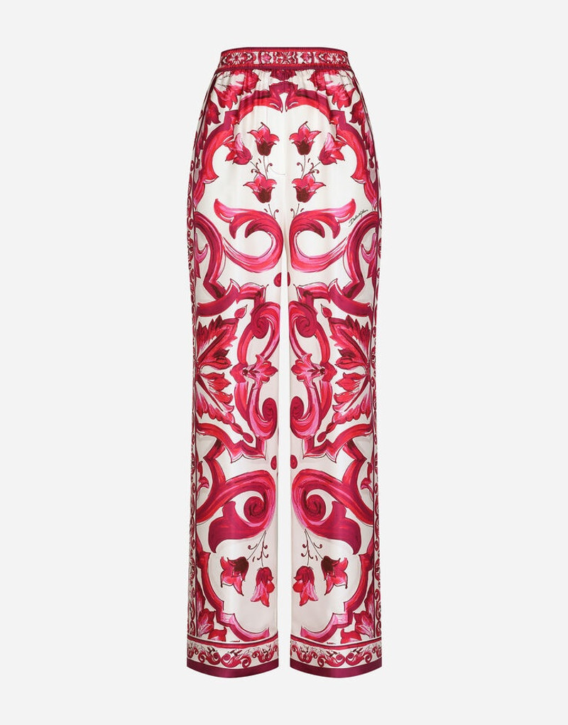 Majolica-print twill pants 1