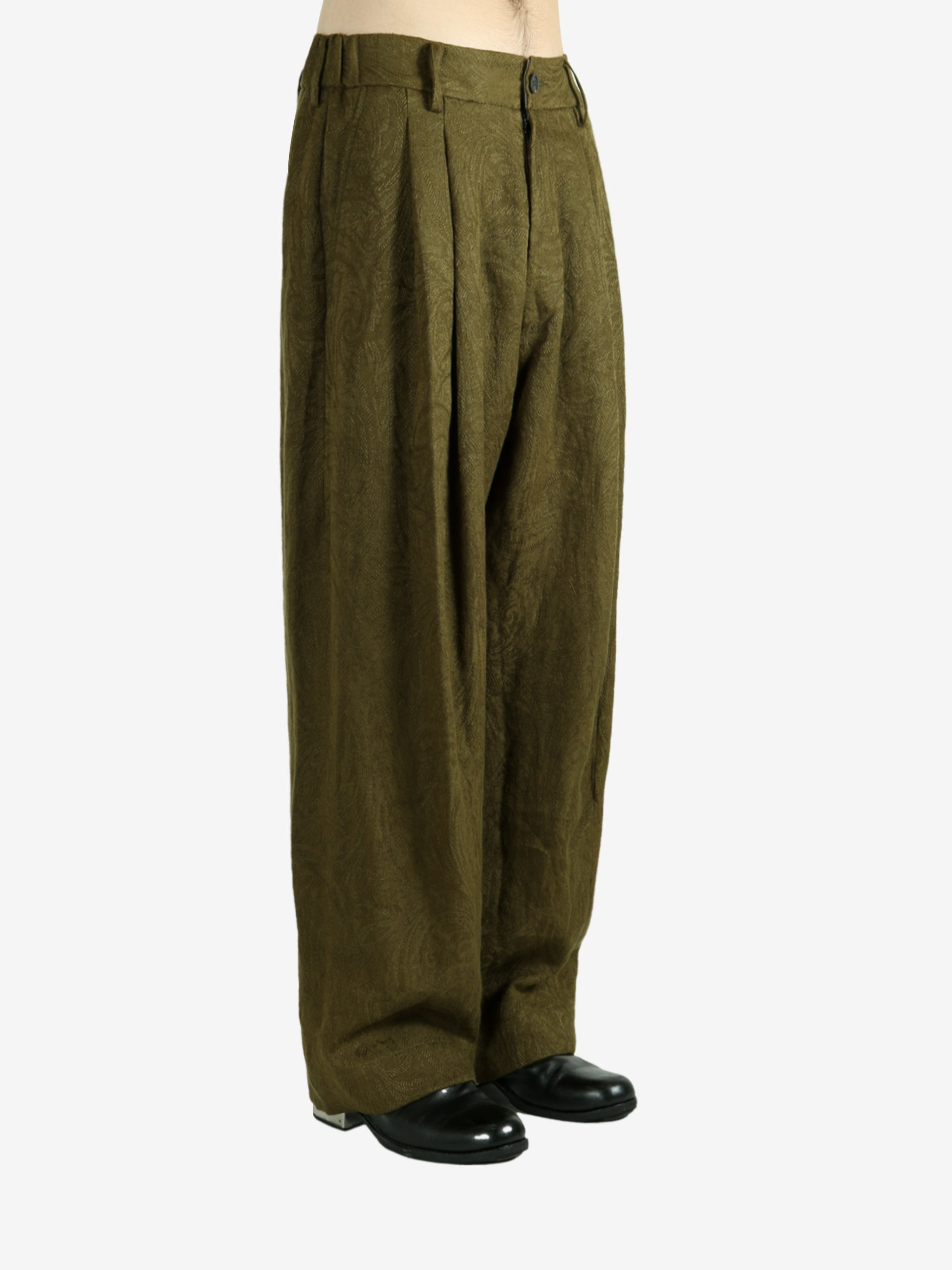 ZIGGY CHEN - Men Drop Crotch Wide Leg Trousers - 2