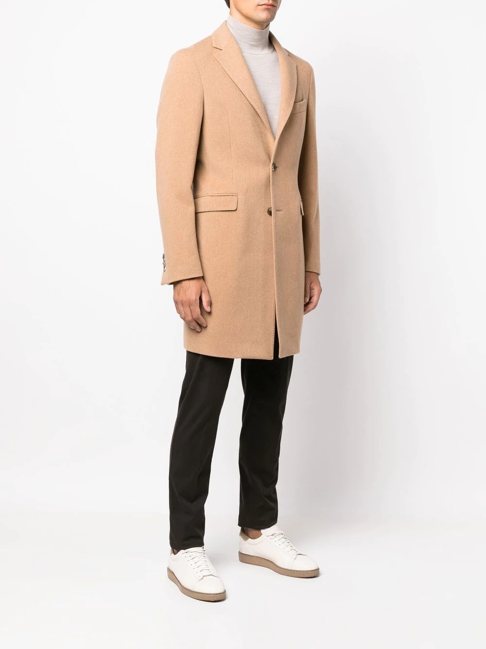 single-breasted fitted coat - 3