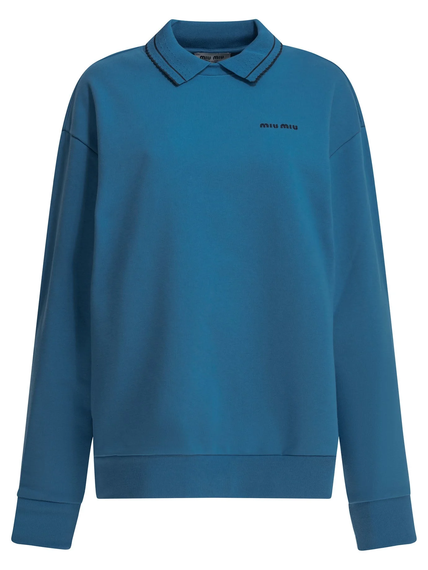Miu Miu Polo Collar Sweatshirt Blue Women - 1
