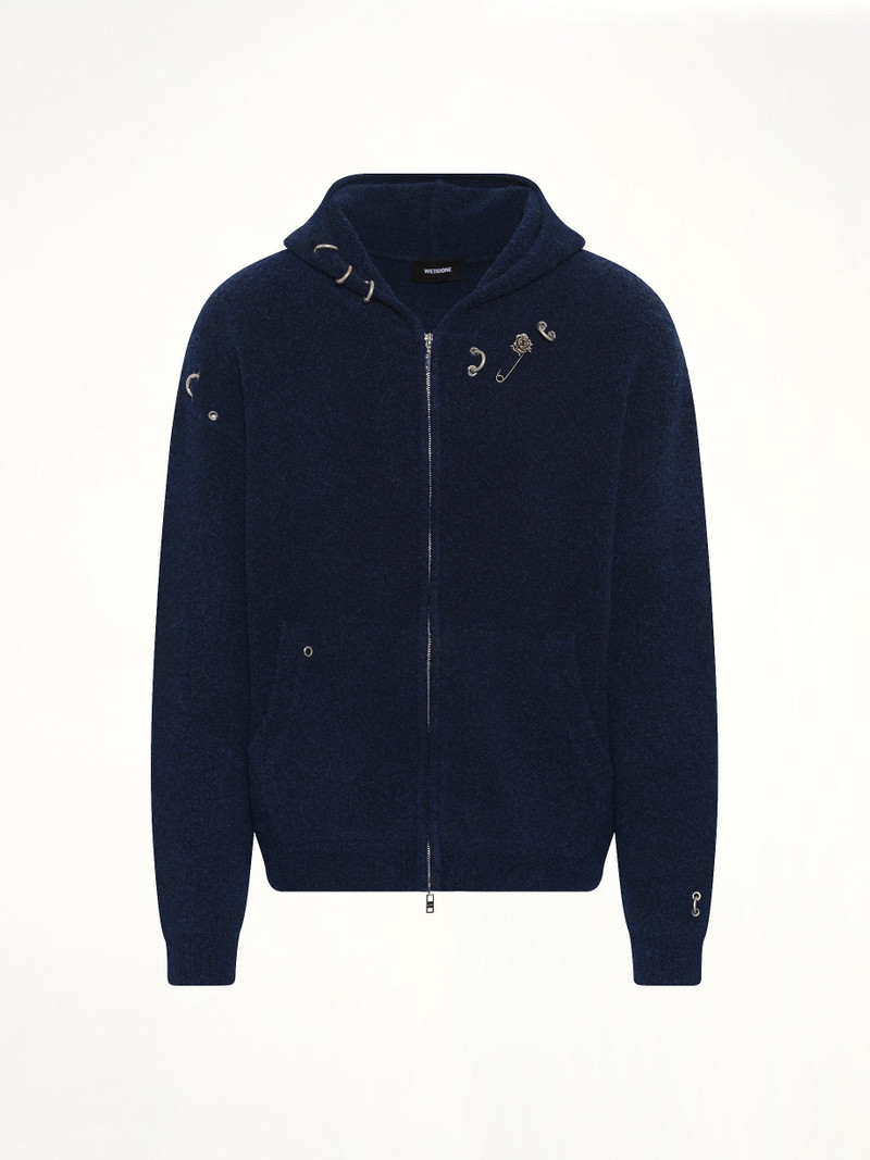 We11done Rose with Thorns Zip-Up Hoodie in Dark Navy outlook