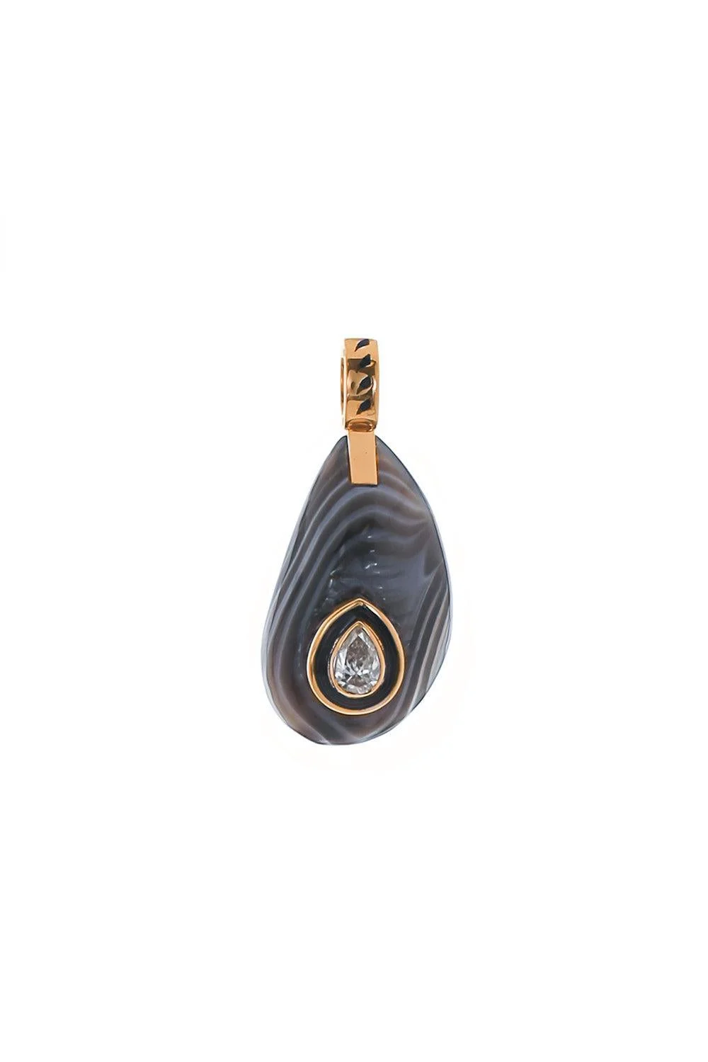 Agate Diamond Mussel Shell Charm - 1
