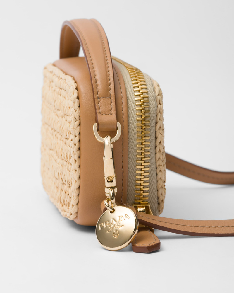 Woven fabric and leather mini-pouch 5