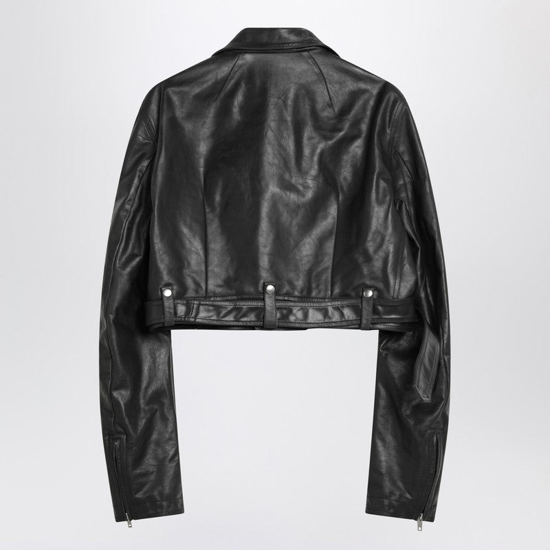 Rick Owens Cropped Biker Leather Jacket Men - 2