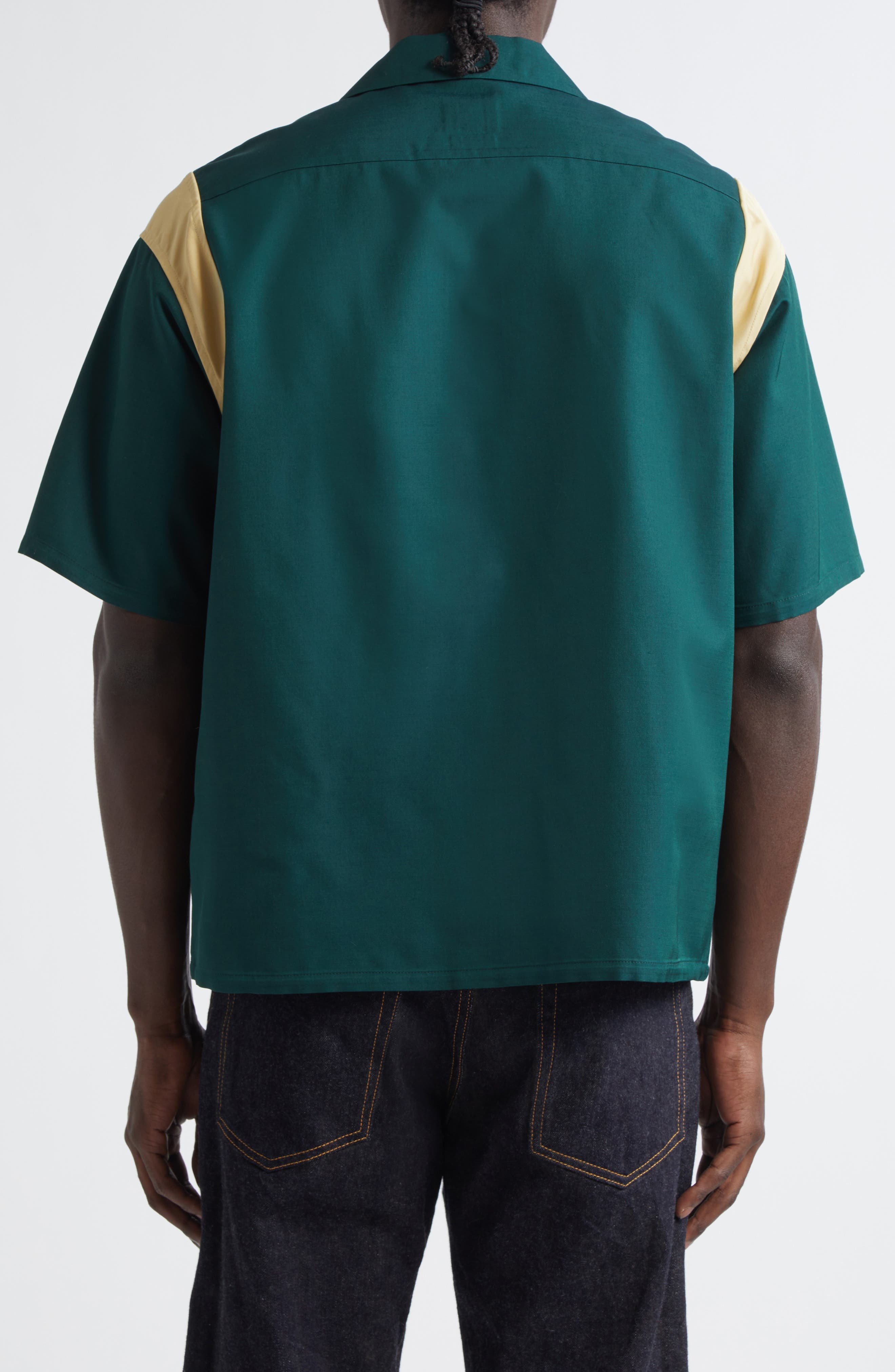 VISVIM Douglas Short Sleeve Shirt in Green at Nordstrom - 3