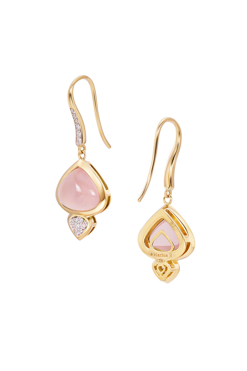 Marina B Rose Quartz Diamond Trisolina Drop Earrings outlook