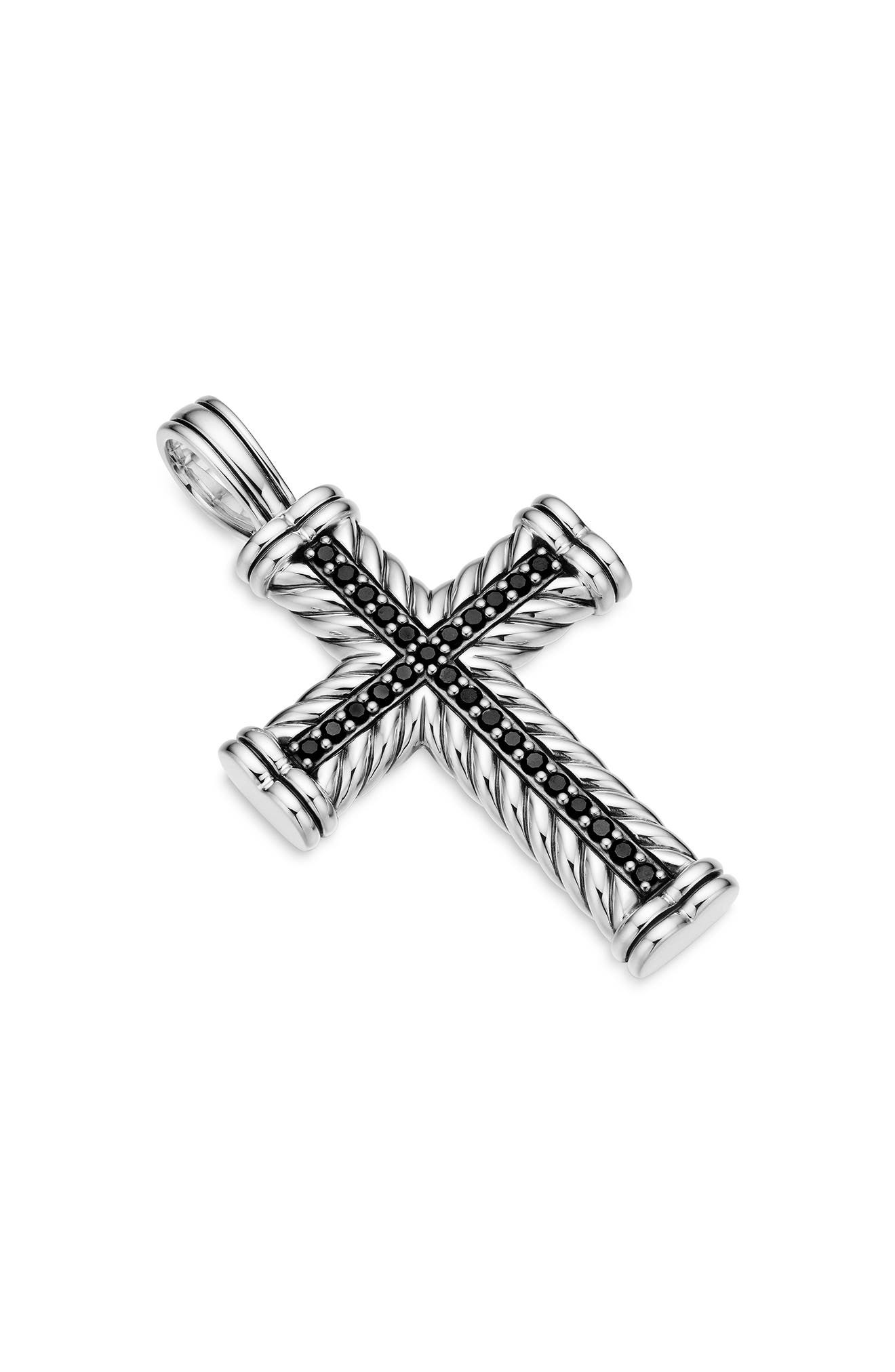 David Yurman Men's Chevron Cross Pendant in Sterling Silver with Black Diamonds, 41.7mm at Nordstrom - 5
