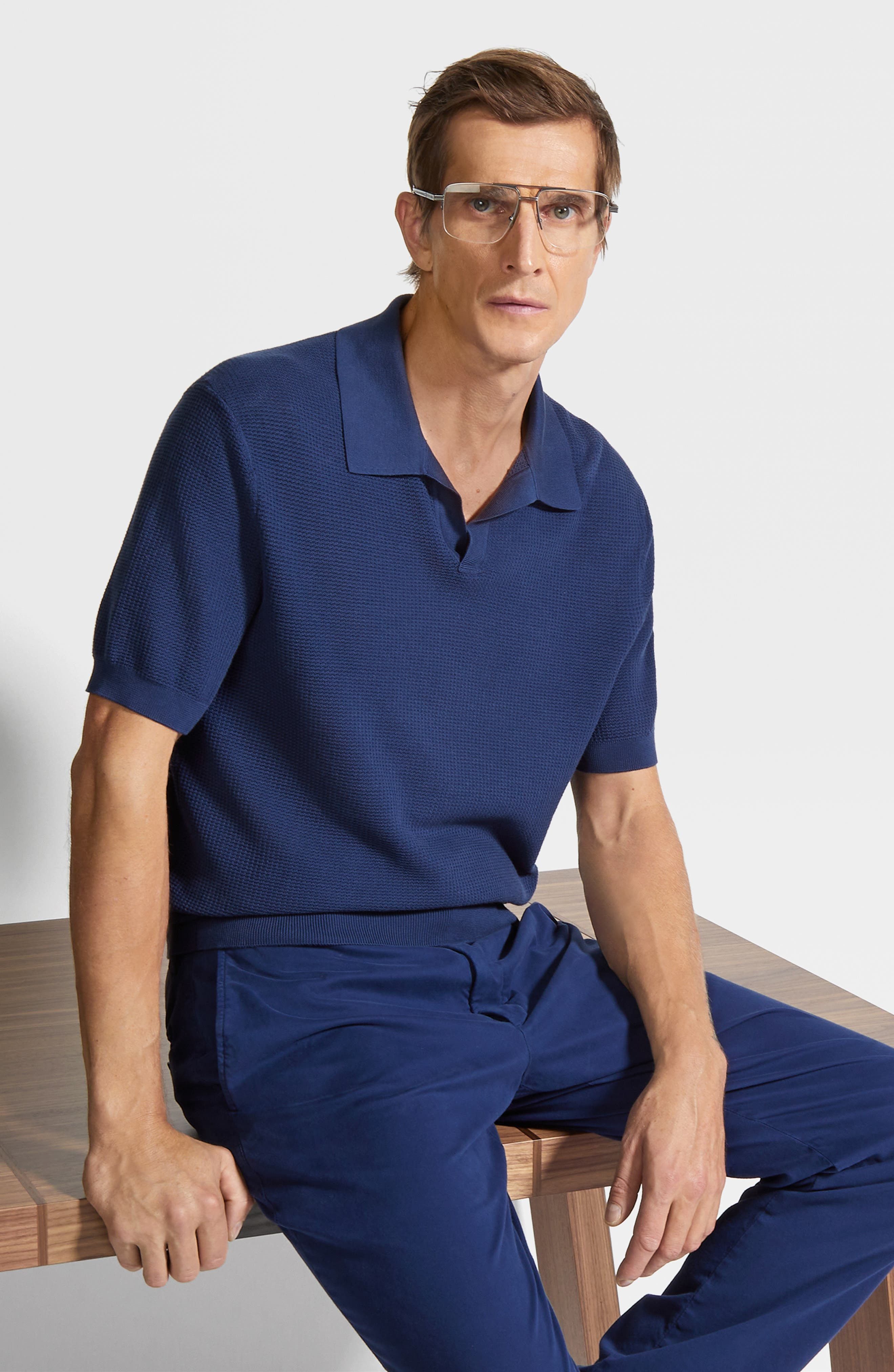 Premium Cotton Waffle Stitch Polo Sweater - 5