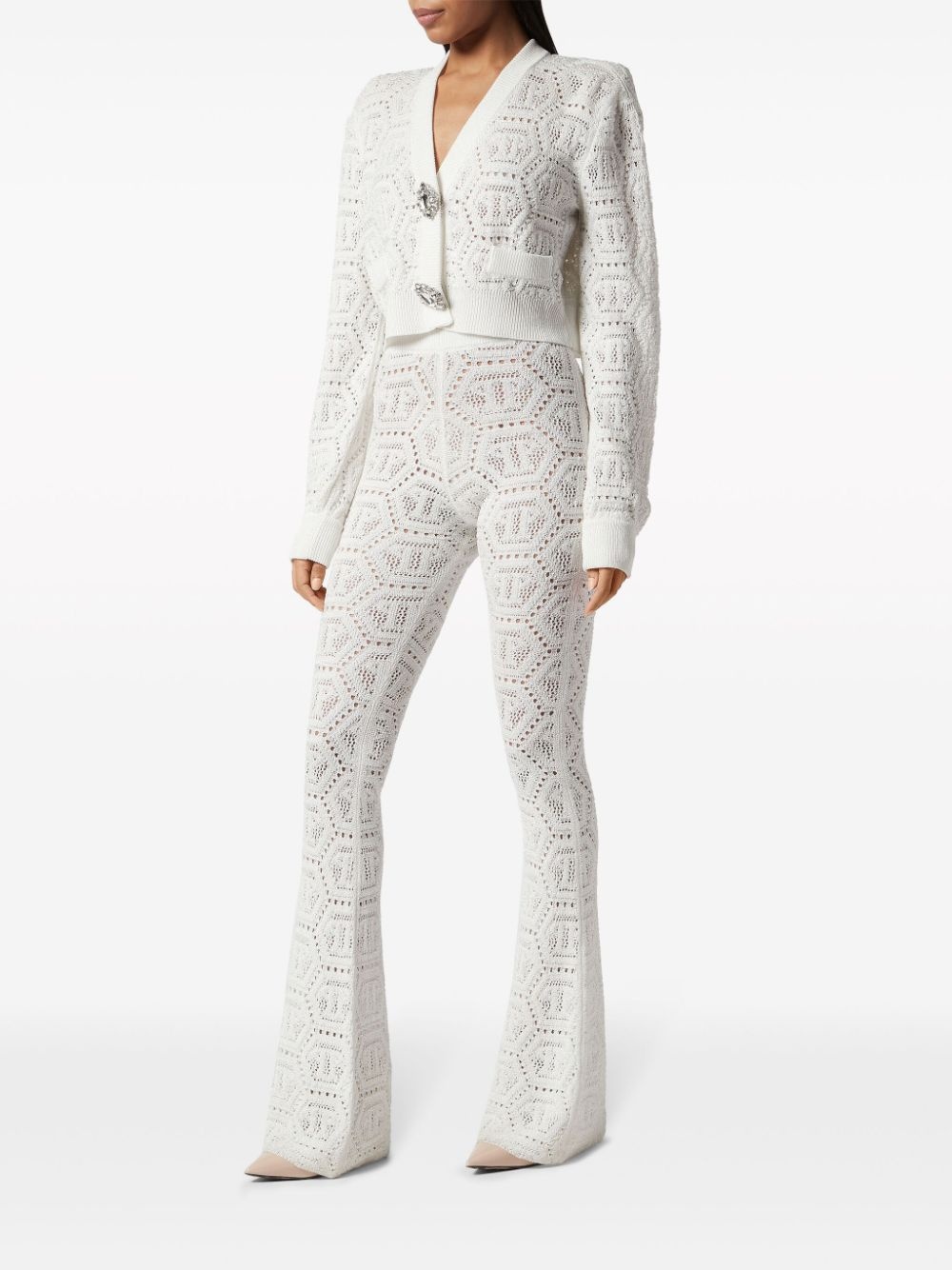 Monogram lurex knitted trousers - 2