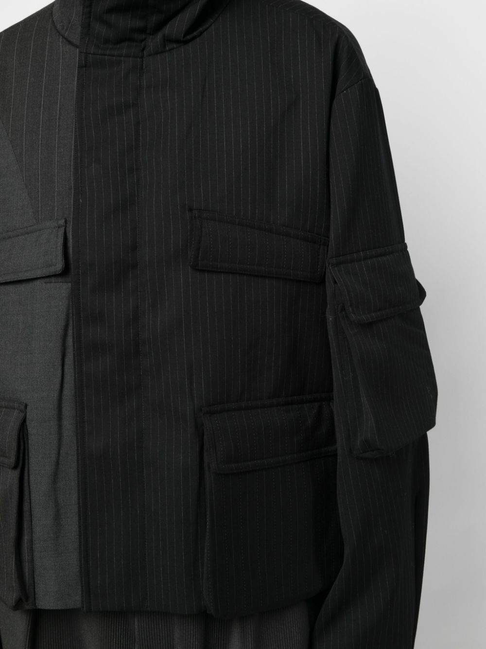 two-tone striped wool jacket - 5