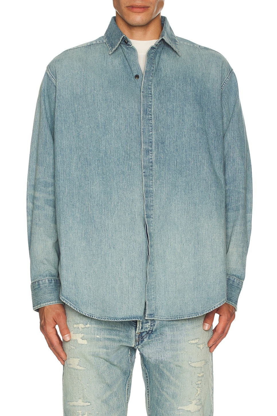Denim Button Up Shirt in Indigo 2 - 4
