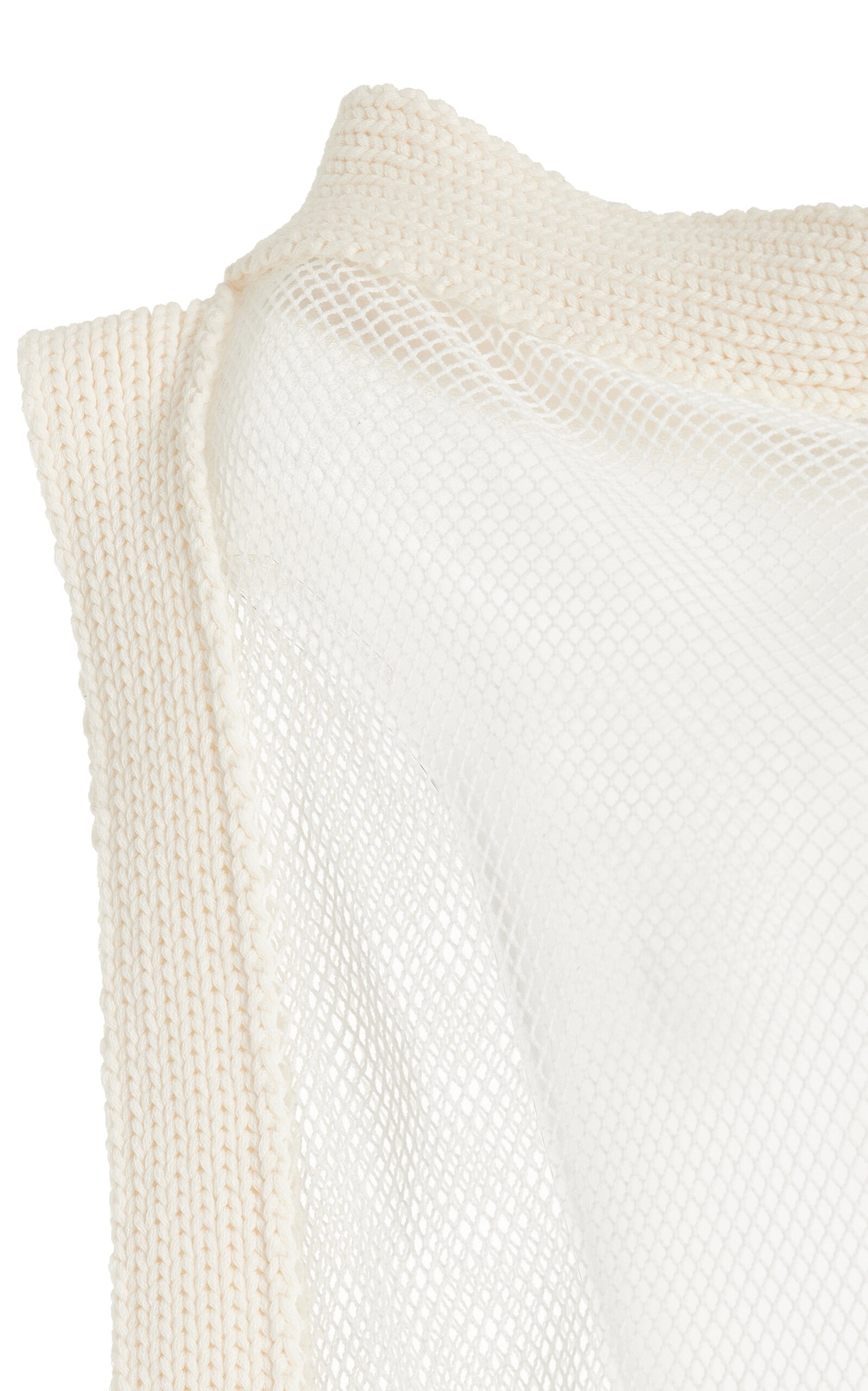 Wave Mesh-Detailed Cotton-Blend Dress ivory - 5