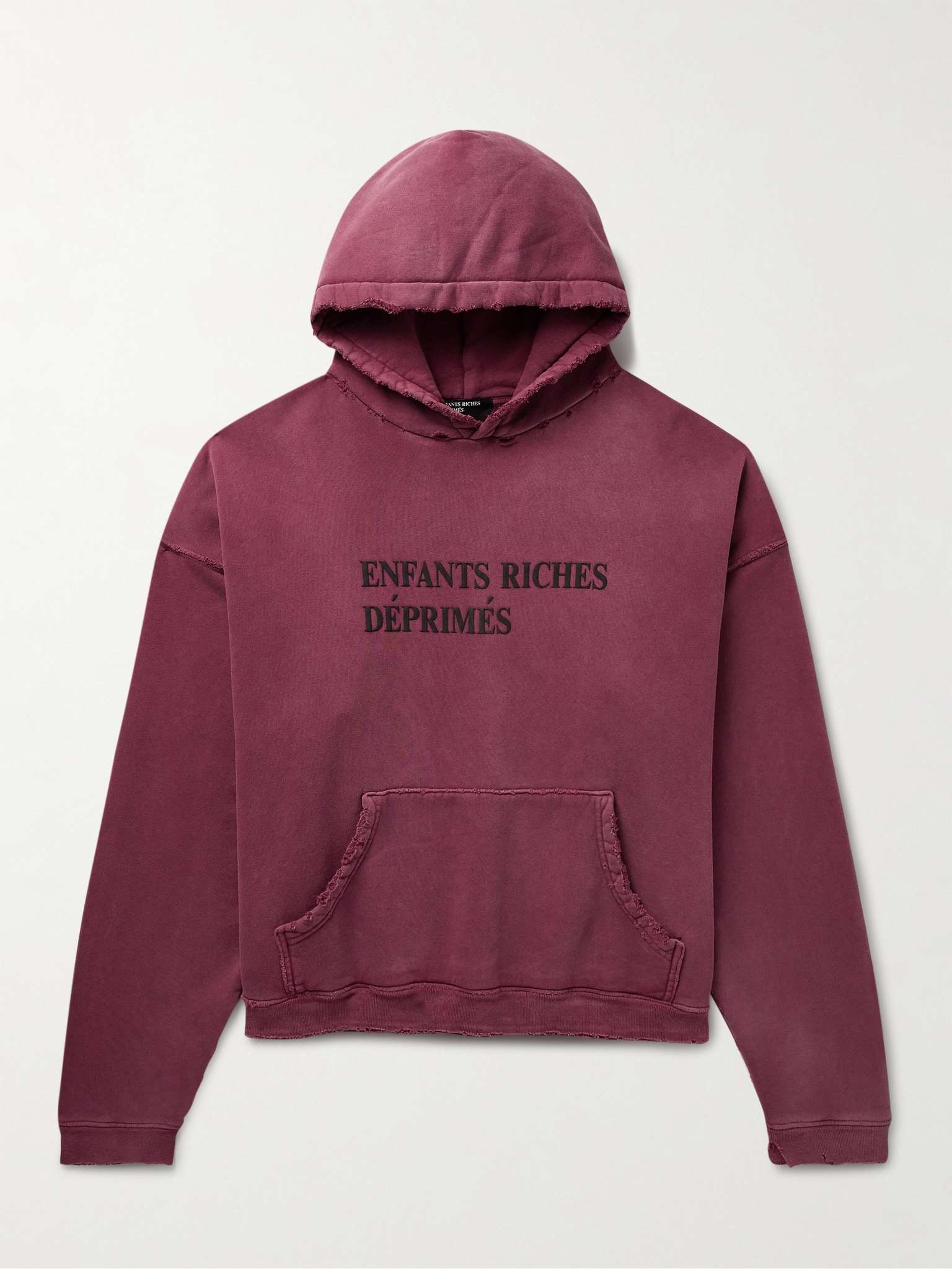 Thrashed Distressed Logo-Print Cotton-Jersey Hoodie - 1