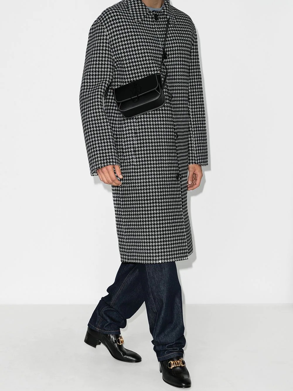 houndstooth wool overcoat - 2