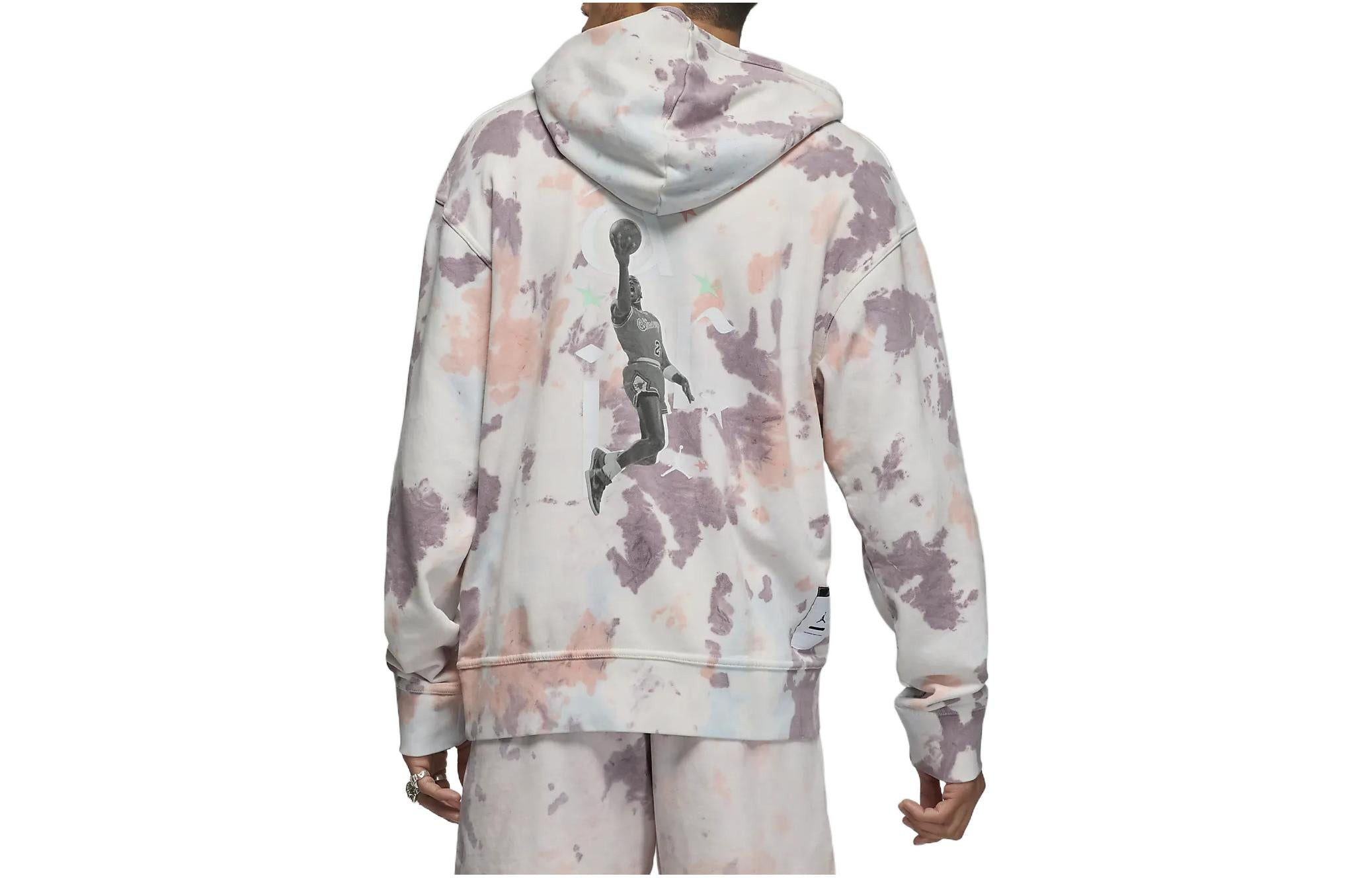 Men's Air Jordan Sport DNA Kangaroo Pocket Tie Dye Logo Pink Purple DM1410-501 - 2