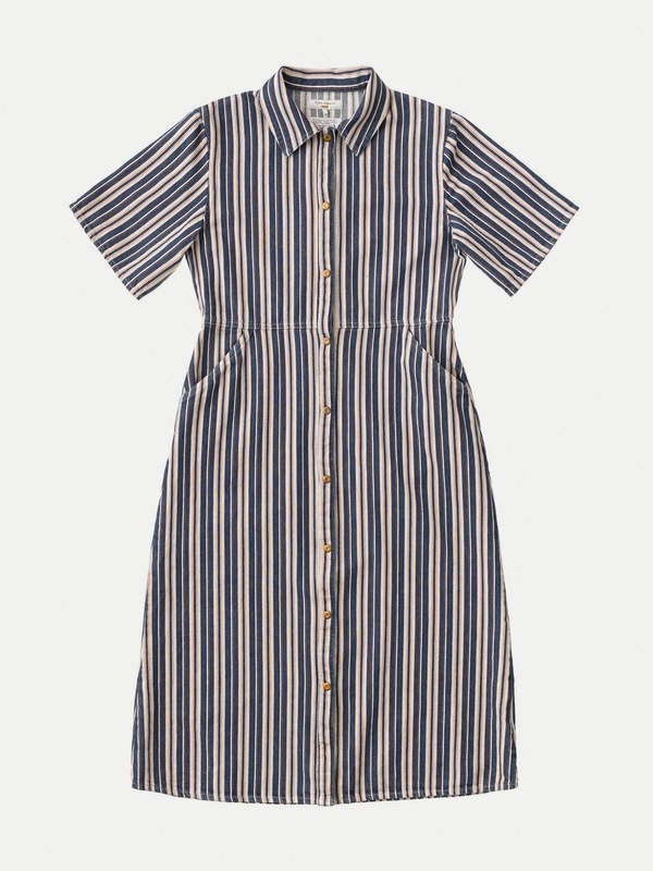 Lotten Denim Dress Stripe Red - 1