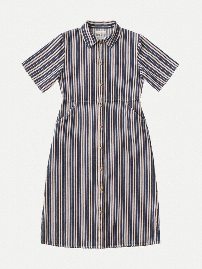 Lotten Denim Dress Stripe Red 1