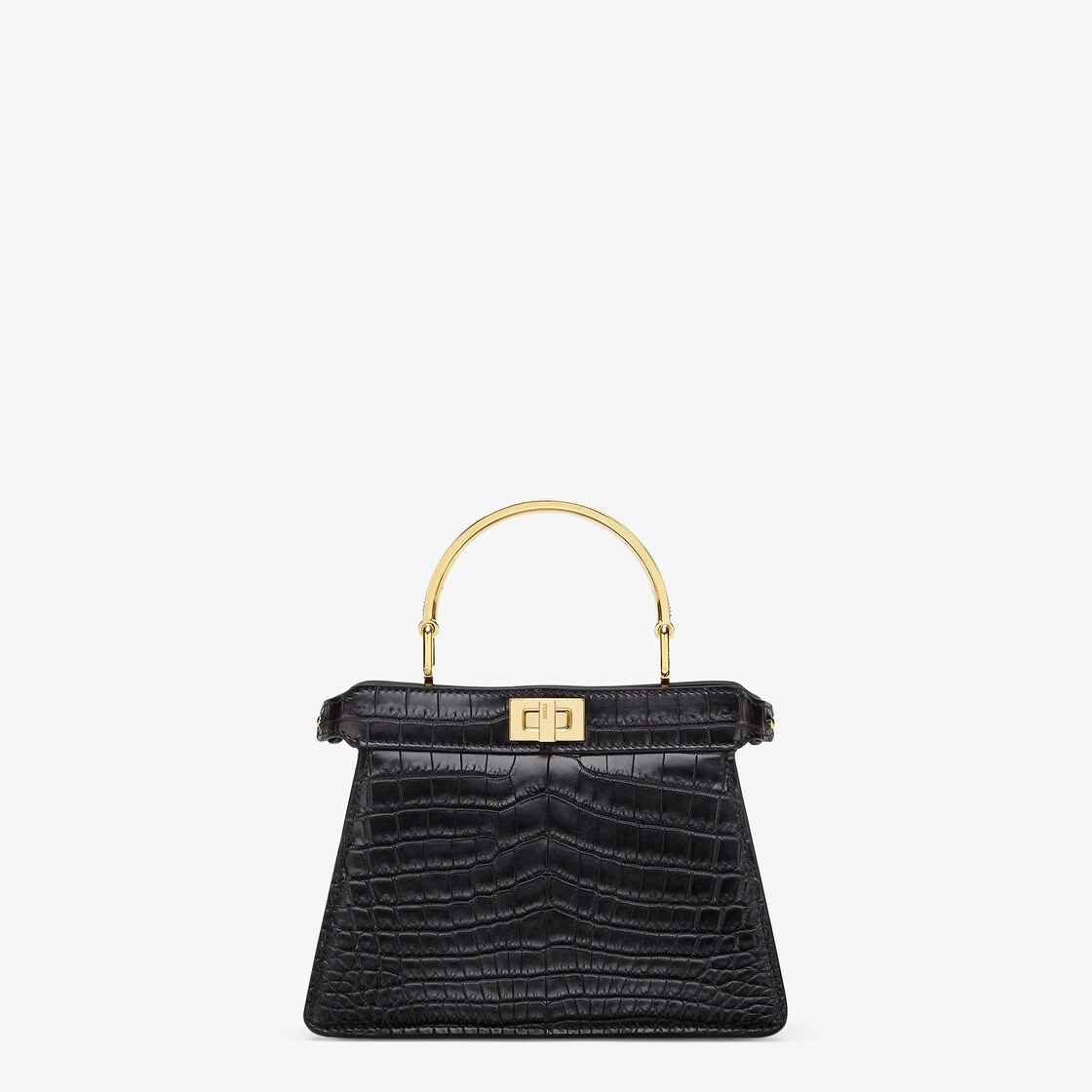 Iconic Peekaboo ISeeU bag in an ideal, compact size. Made of exquisite black crocodile leather and e - 1