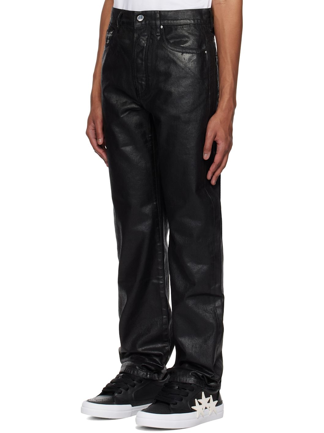 Black Waxed MA Quad Straight Jeans - 4