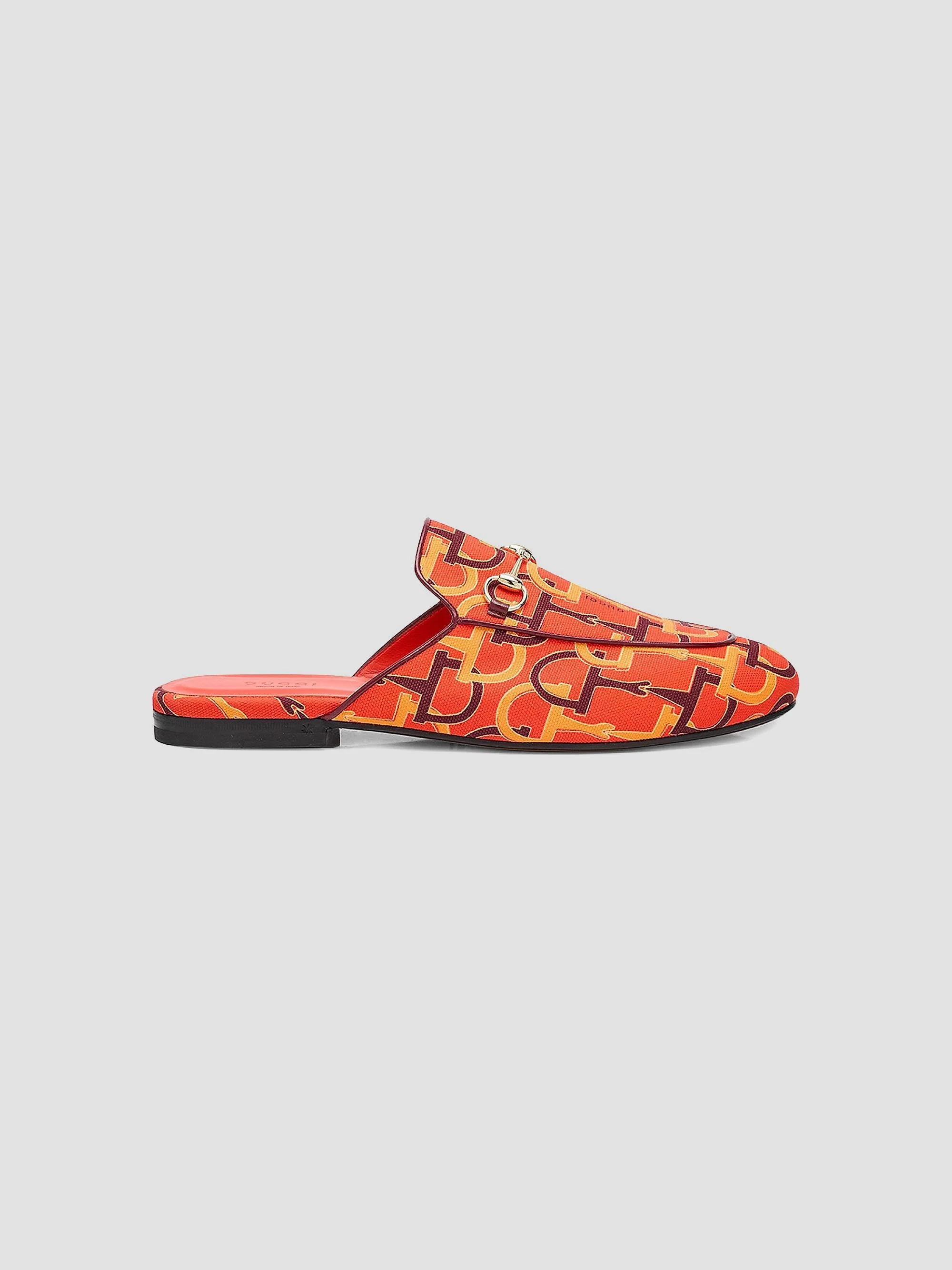 Women's Princetown Horsebit Print Loafer Mules - Orange Multi - 1
